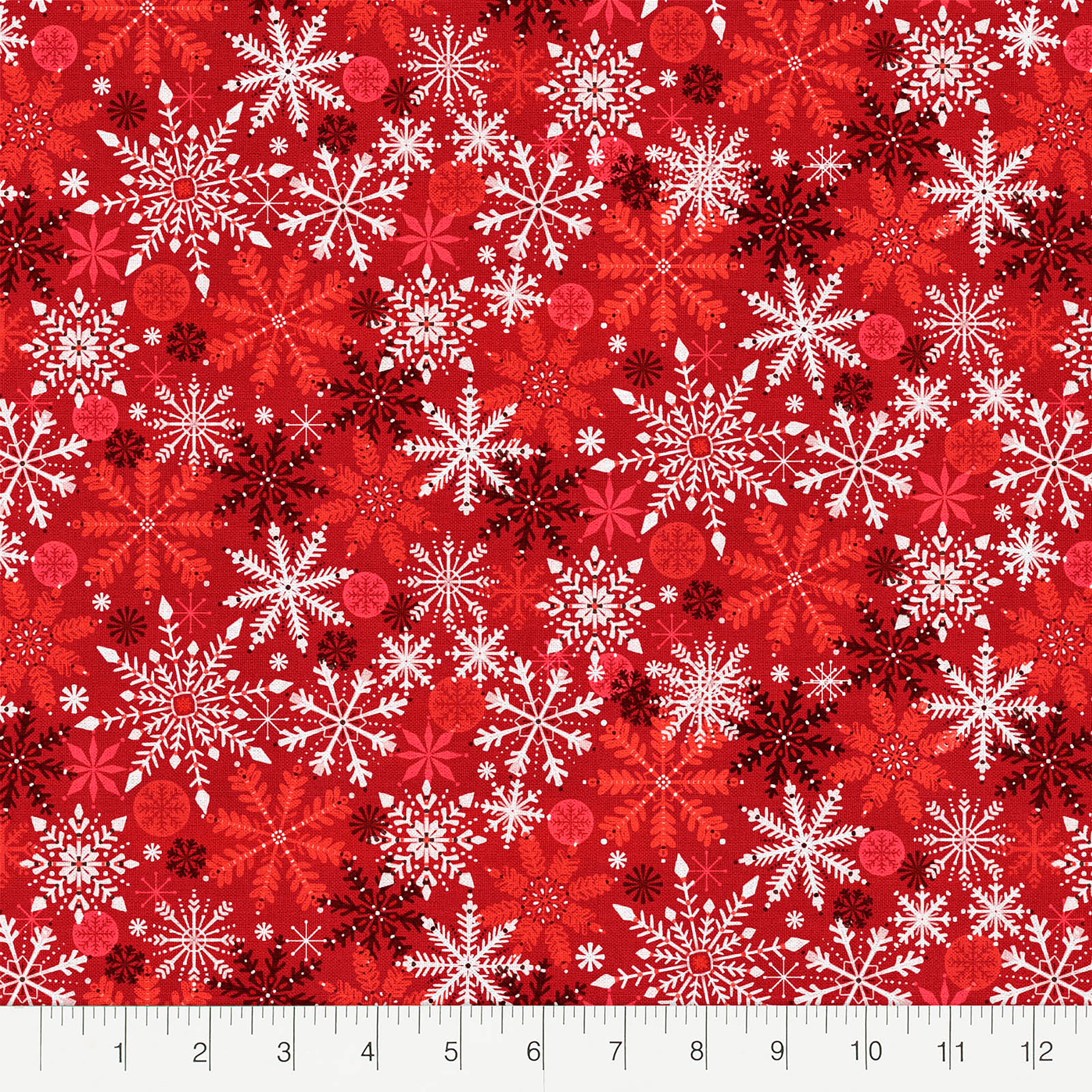 Fabric Editions Red Snowflakes Cotton Fabric