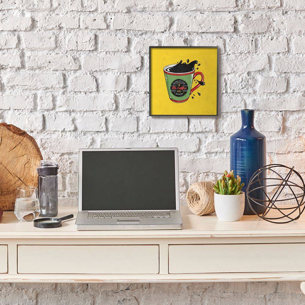 Stupell Industries Mr. Coffee Comic Book Wall Art in Black Frame