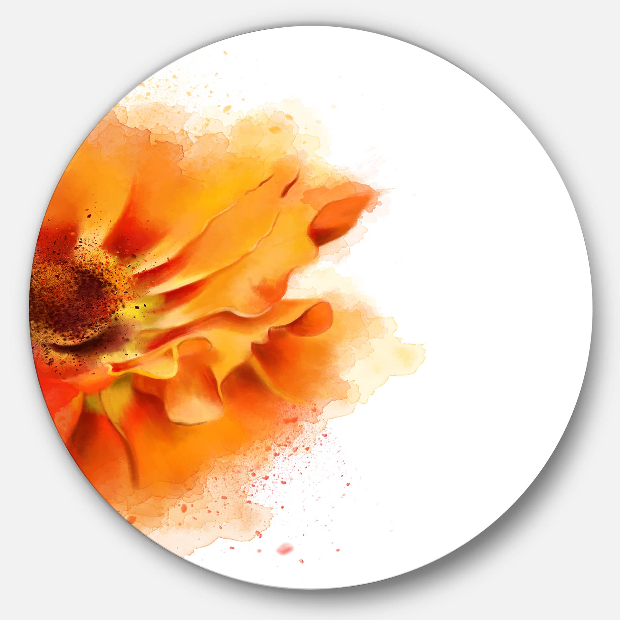 Designart - Beautiful Yellow Flower Watercolor&#x27; Disc Flowers Large Metal Circle Wall Artwork