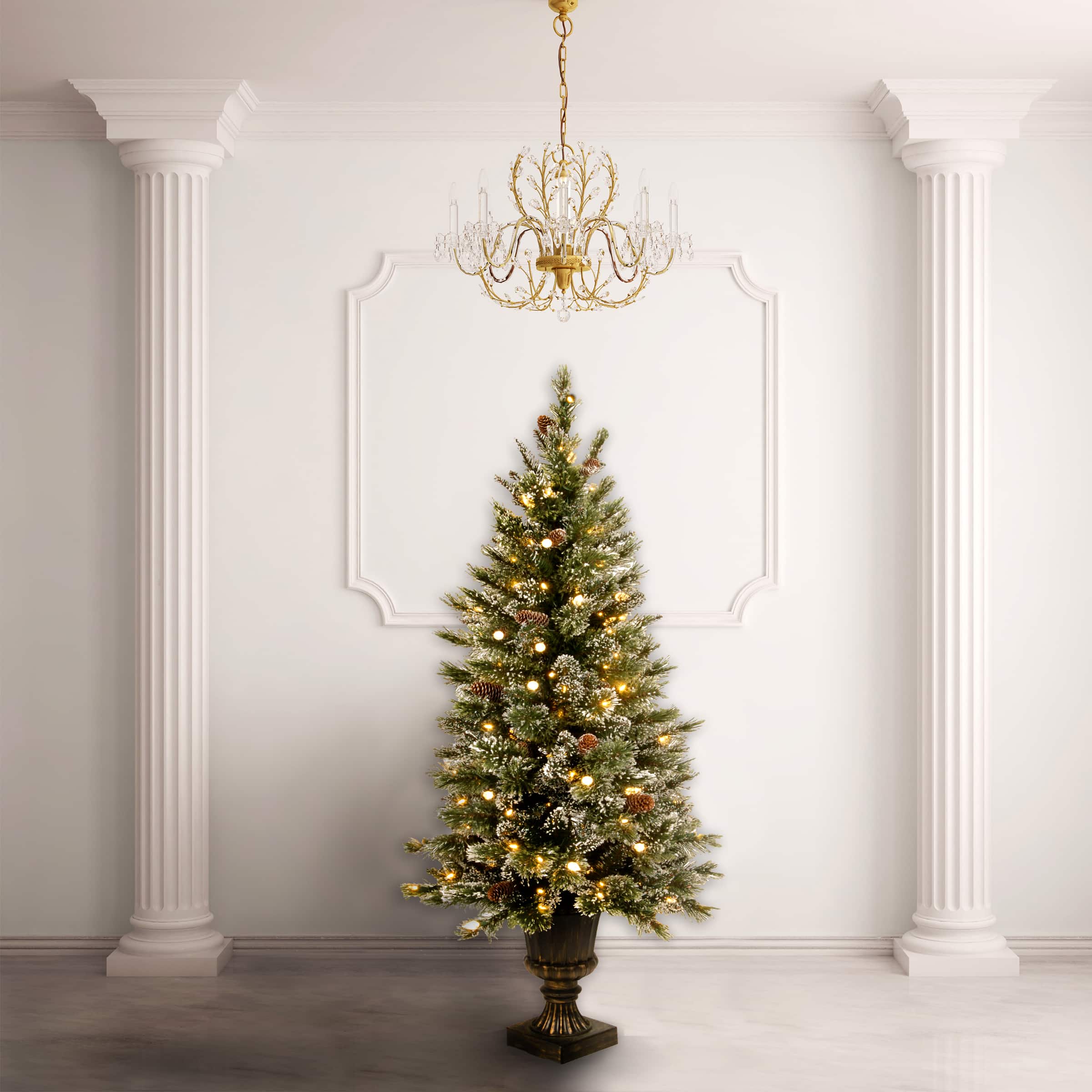 4ft. Pre-Lit Glittery Bristle&#xAE; Entrance Tree with Warm White LED Lights
