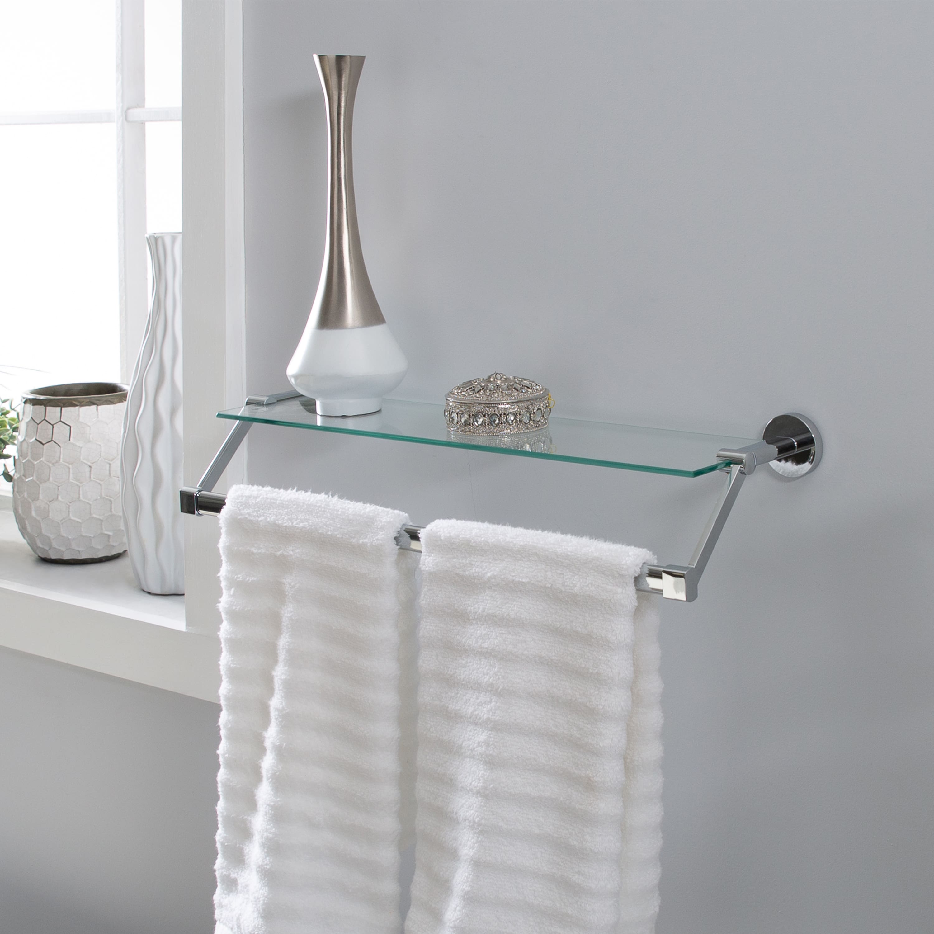 Organize It All Hanging Glass Shelf & Towel Bar