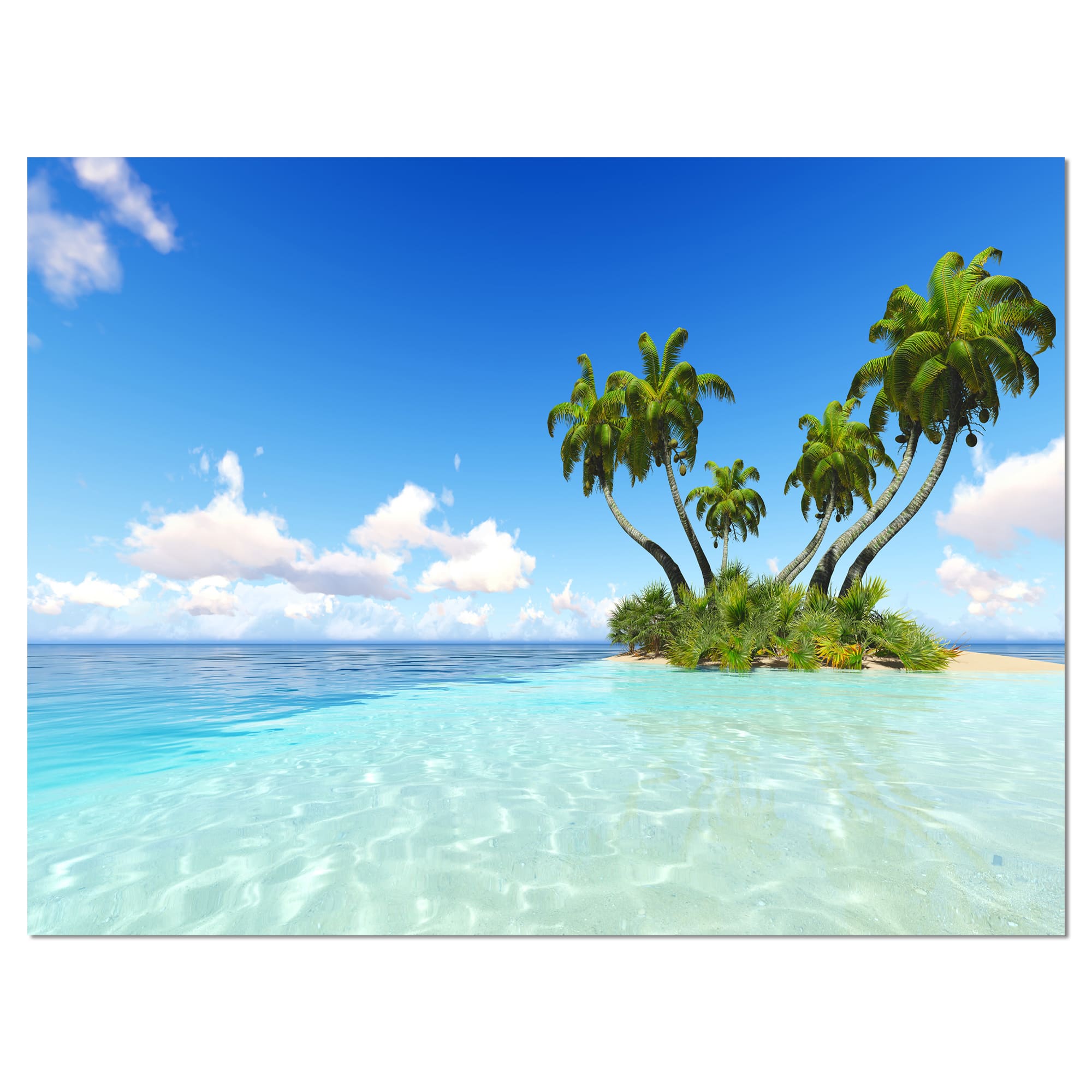 Designart - Corals Island under Blue Sky - Seascape Canvas Art Print