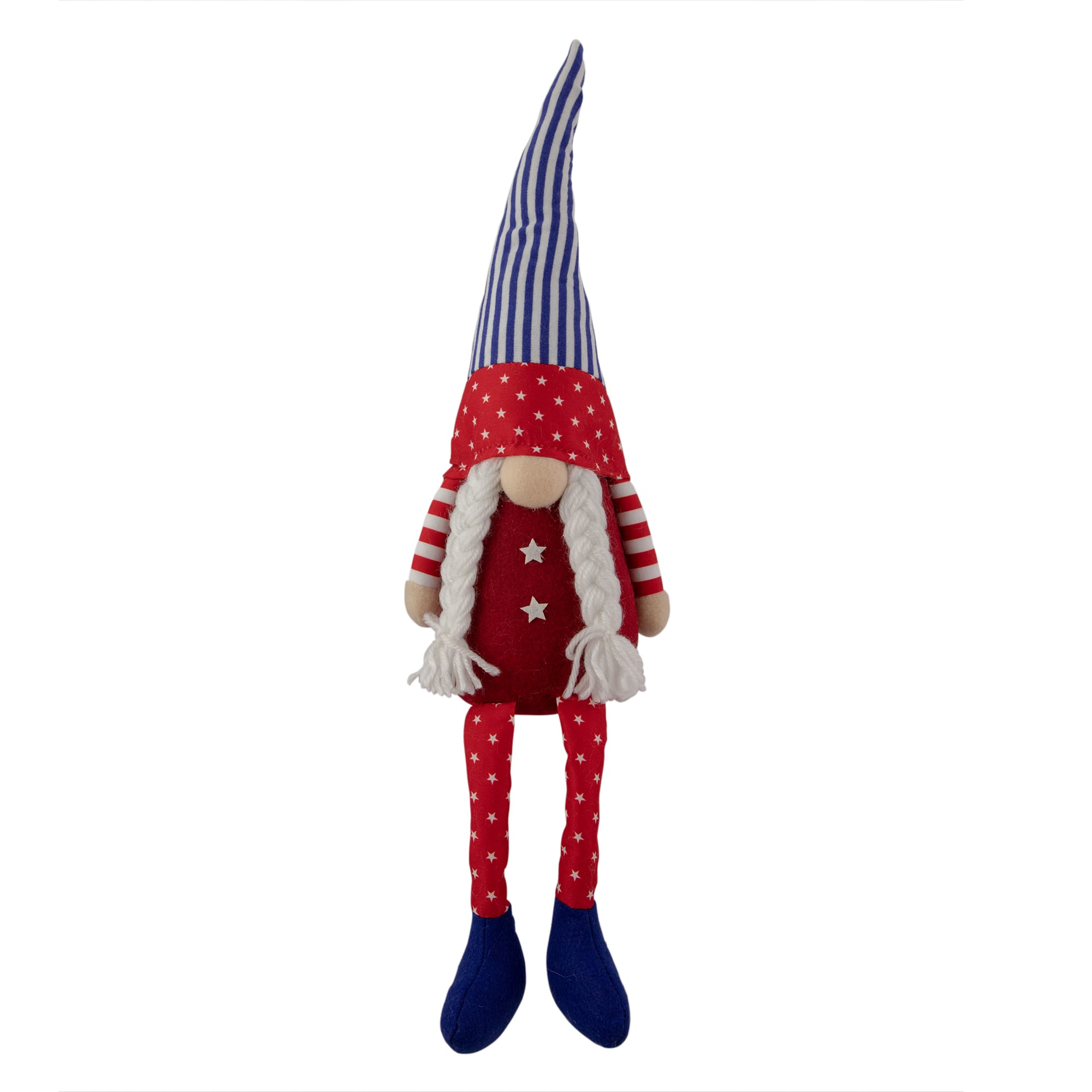 17.7&#x22; Sitting Patriotic Girl 4th of July Gnome
