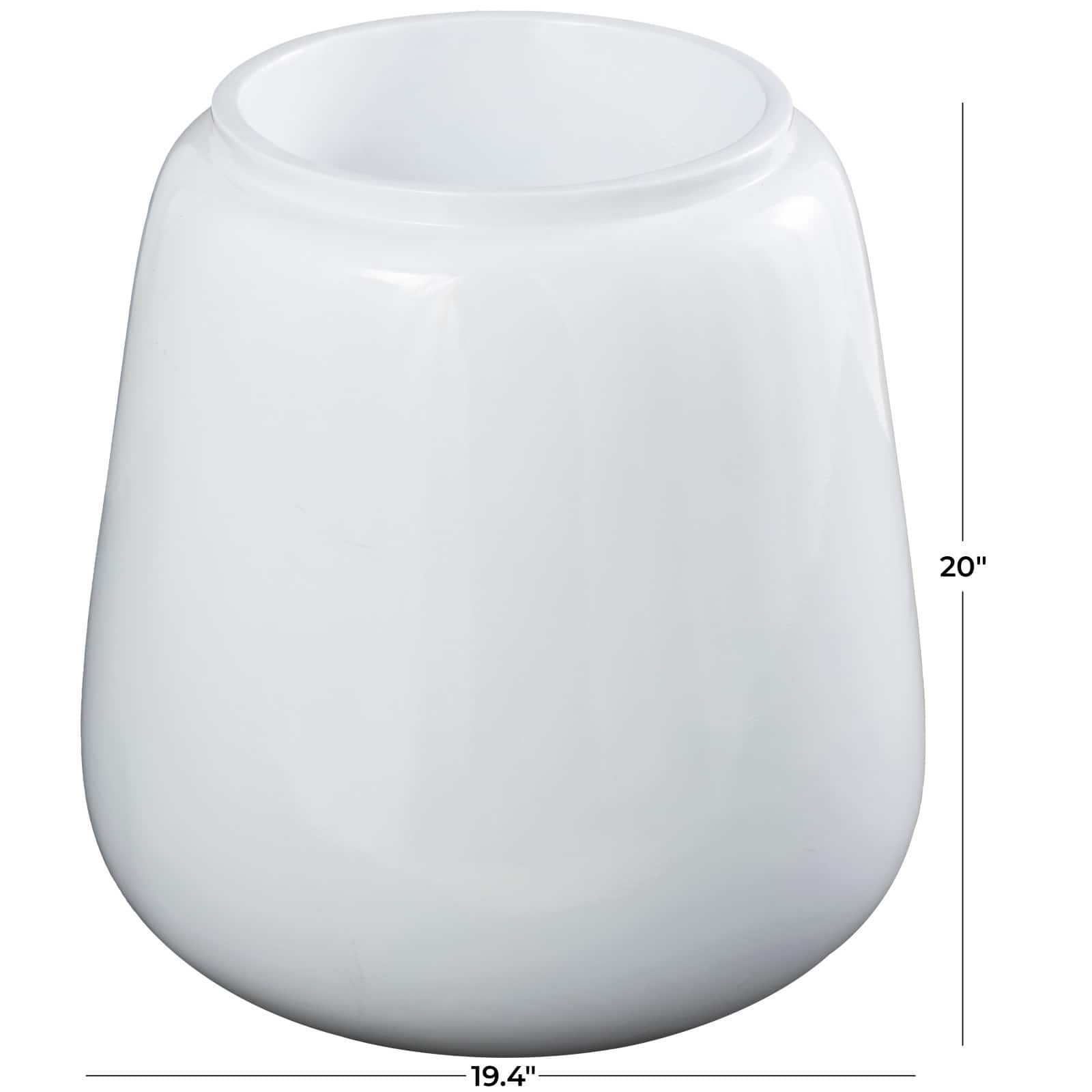 20&#x22; White Modern Wide Floor Vase