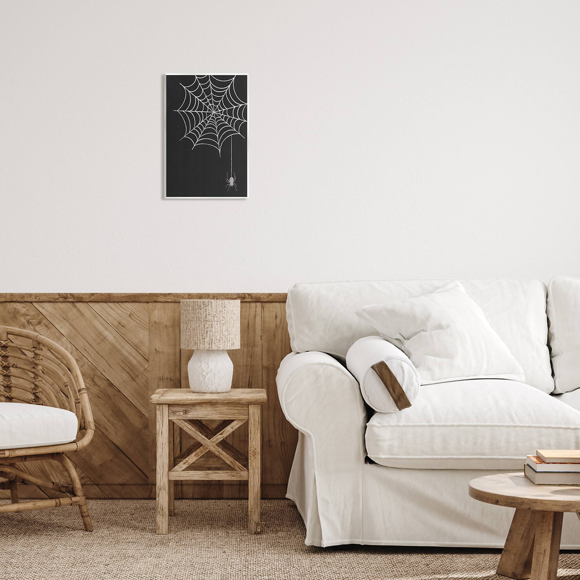 Stupell Industries Casual Black Hanging Spider Web Wall Plaque Art