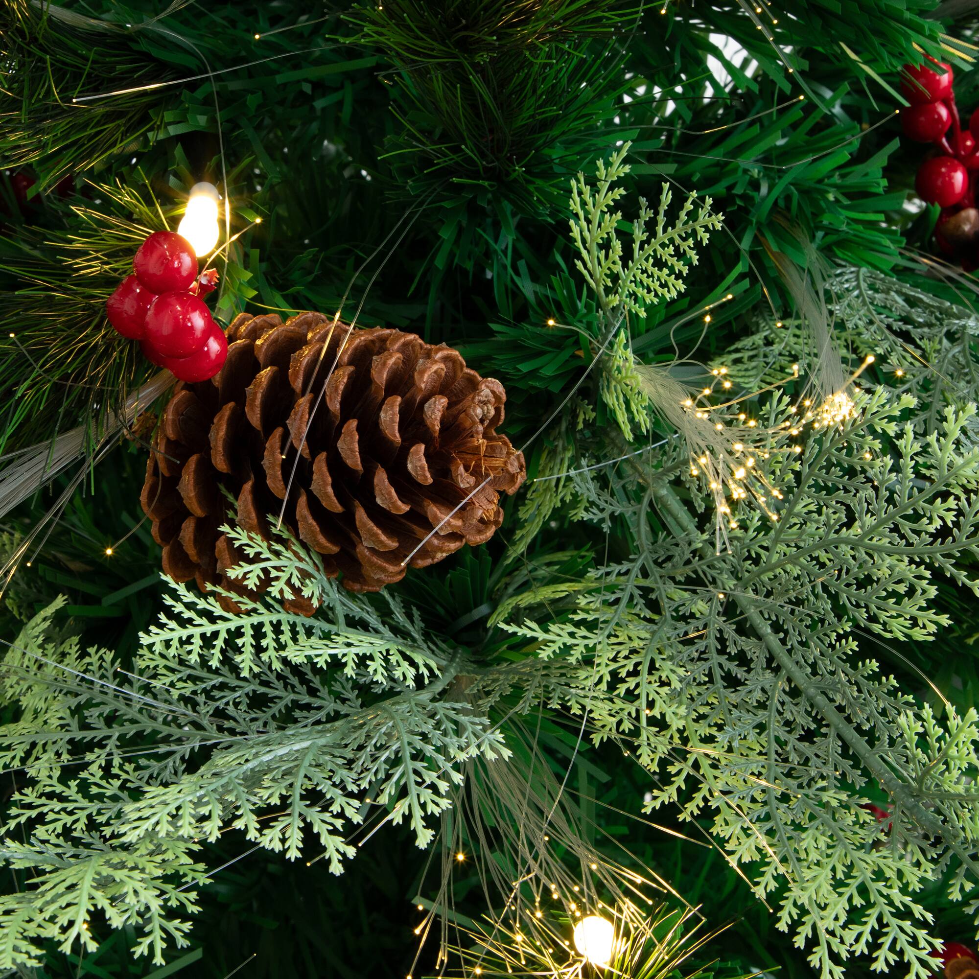 6ft. Fiber Optic Warm White LED Lights Artificial Christmas Tree
