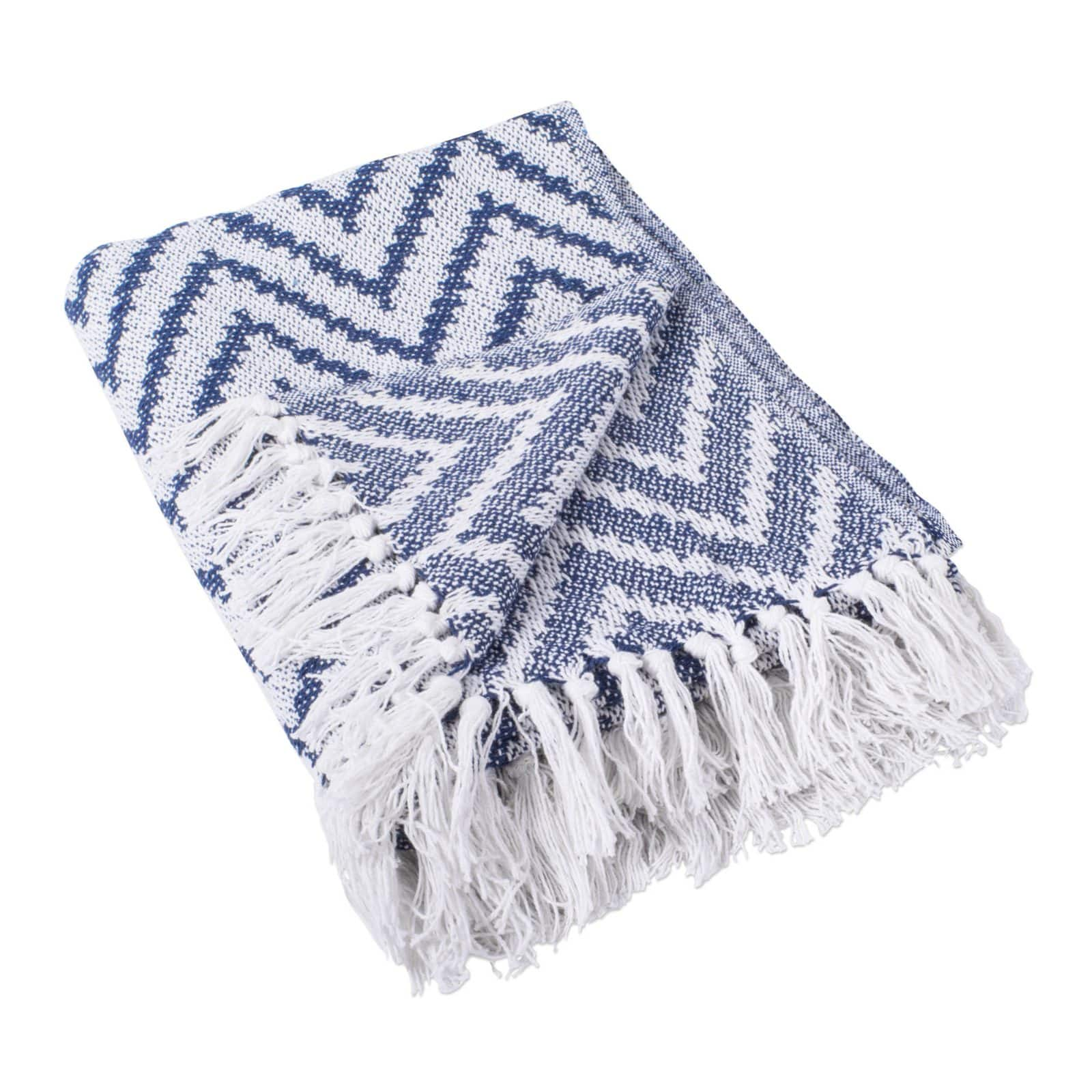 Blue chevron throw sale