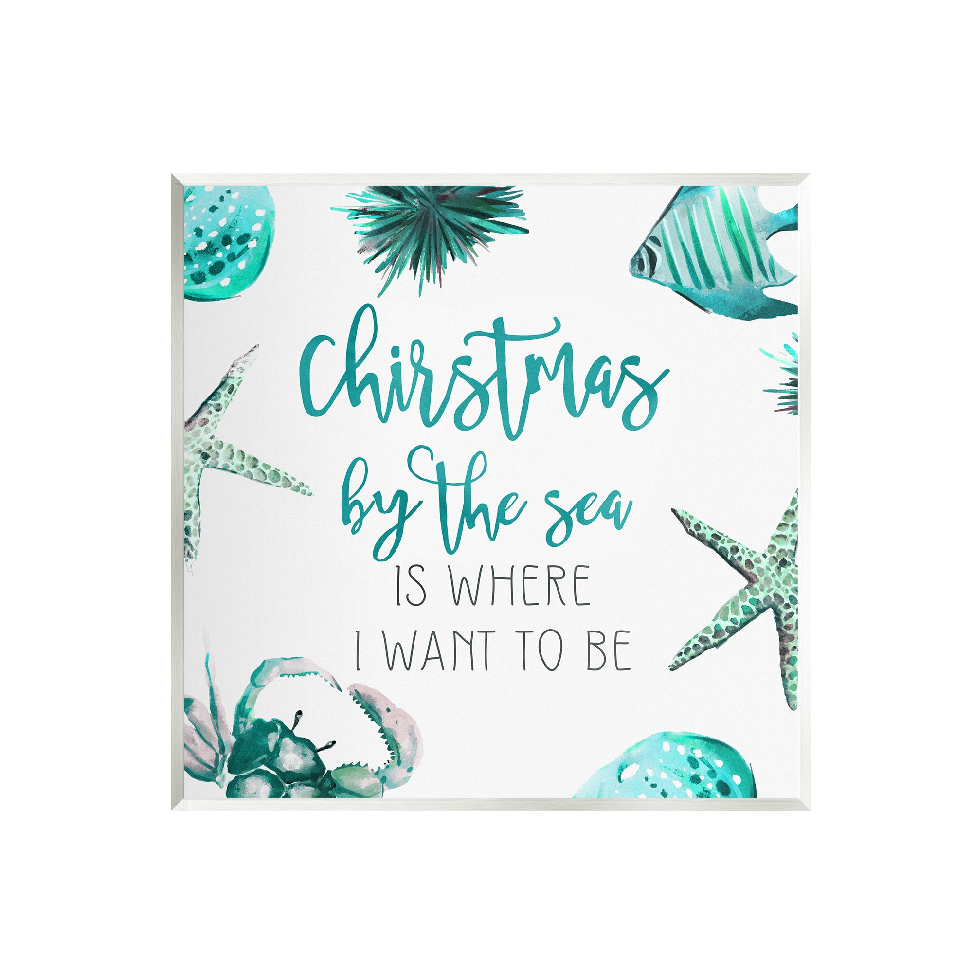 Stupell Industries Christmas By The Sea Phrase Wall Plaque Art