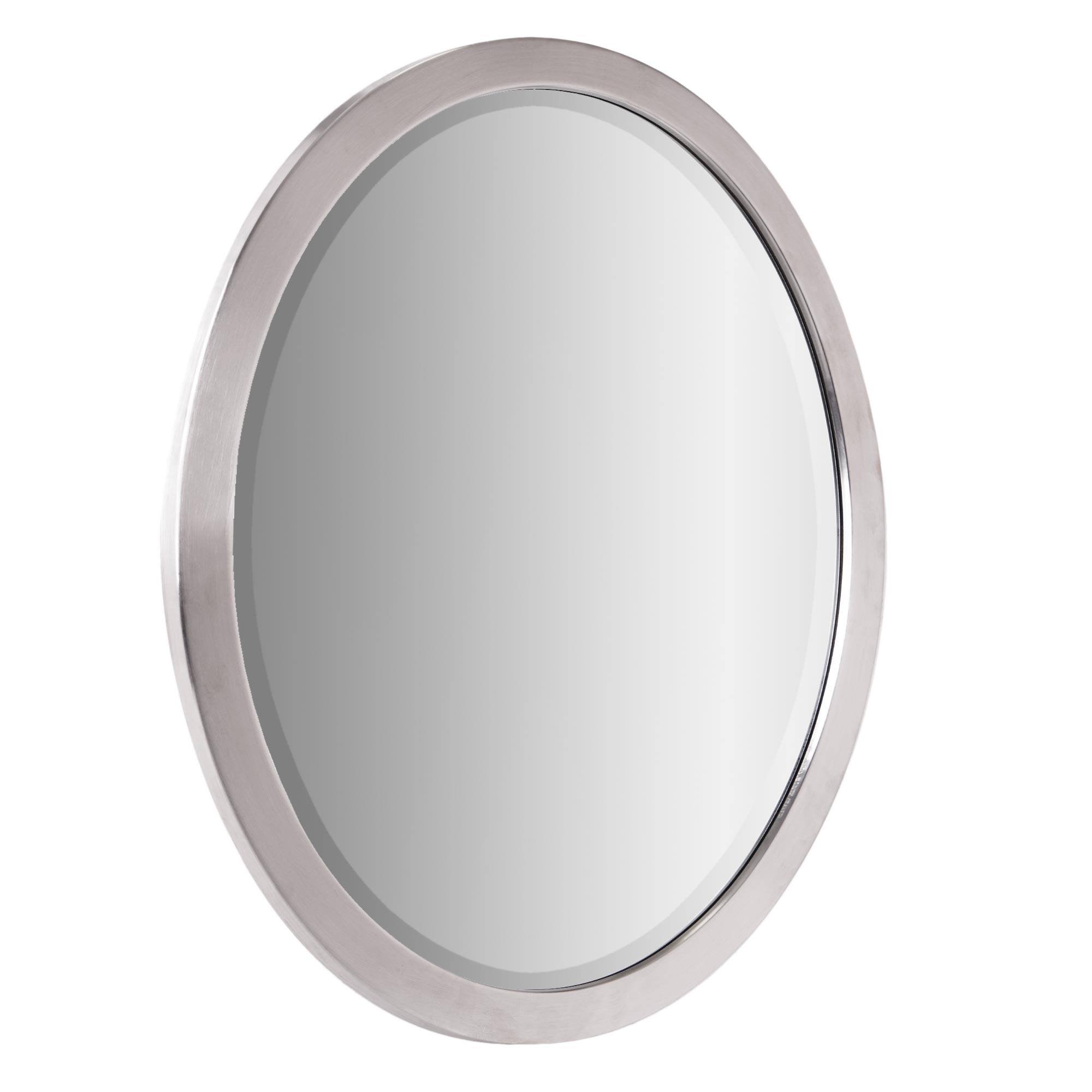 Classic Chrome Oval Metal Framed Beveled Vanity Wall Mirror - 23&#x22; x 29&#x22;