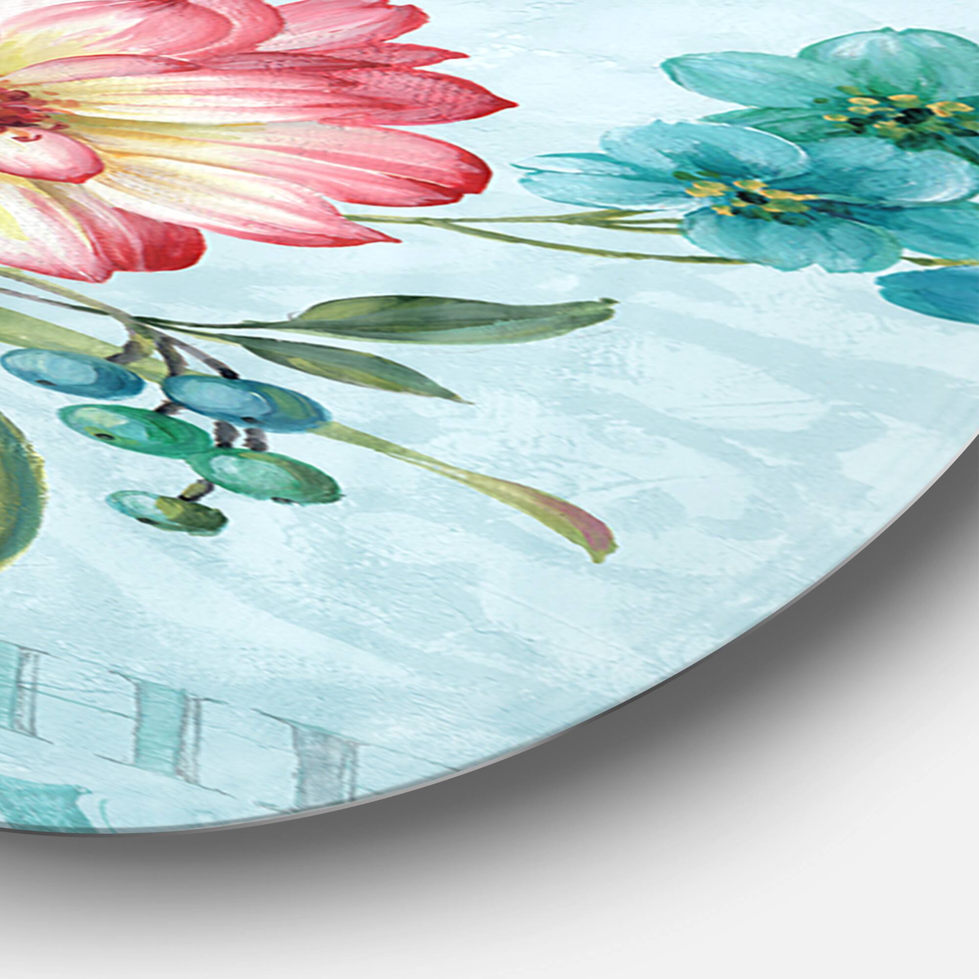 Designart - Handpainted Peacock - Farmhouse Metal Circle Wall Art