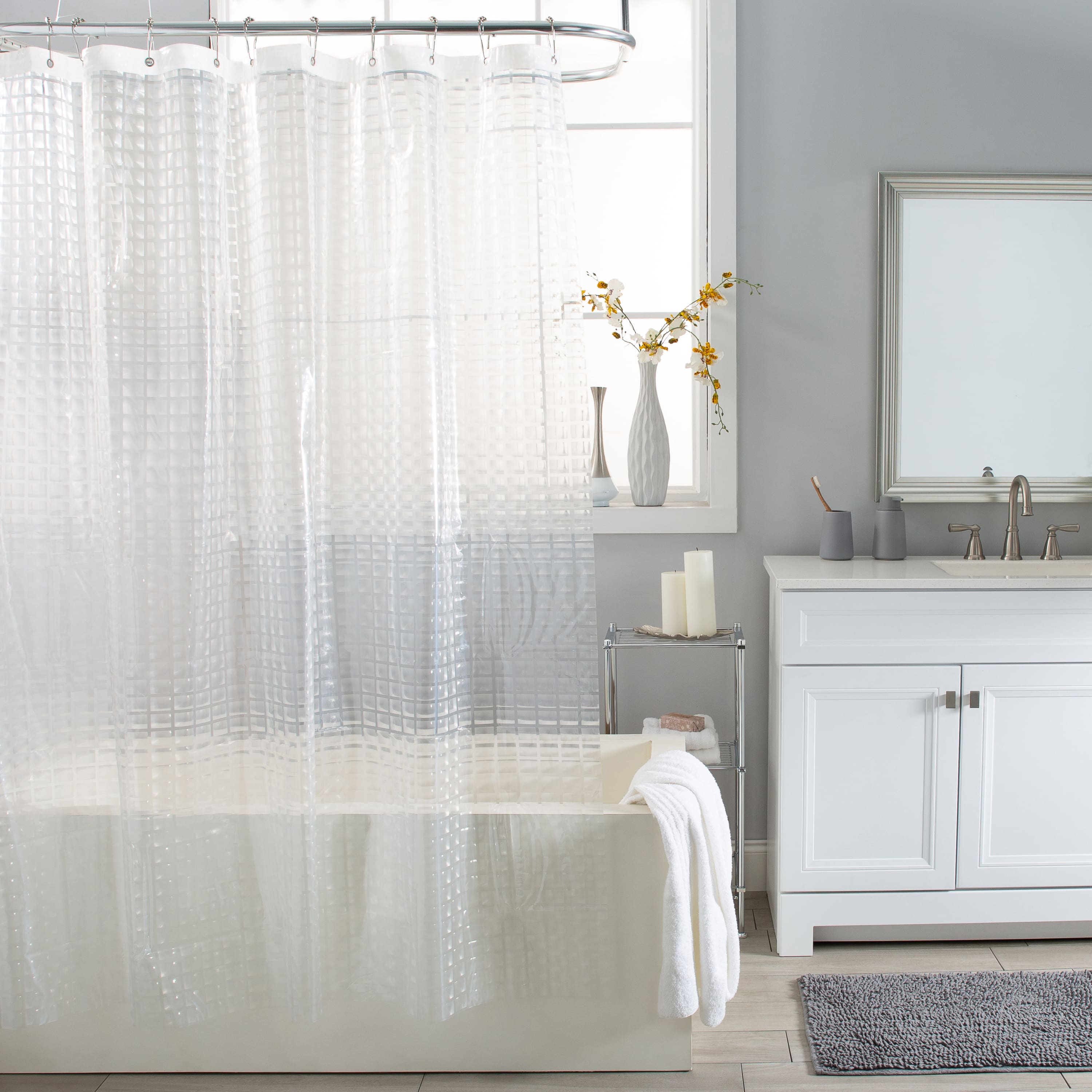 Bath Bliss Clear 3D Octagon Design Shower Curtain