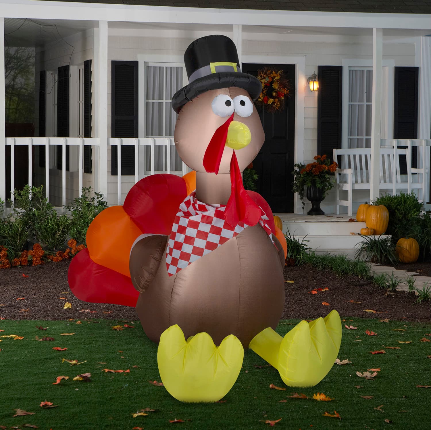 6ft. Airblown&#xAE; Inflatable Thanksgiving Turkey with Checkered Scarf