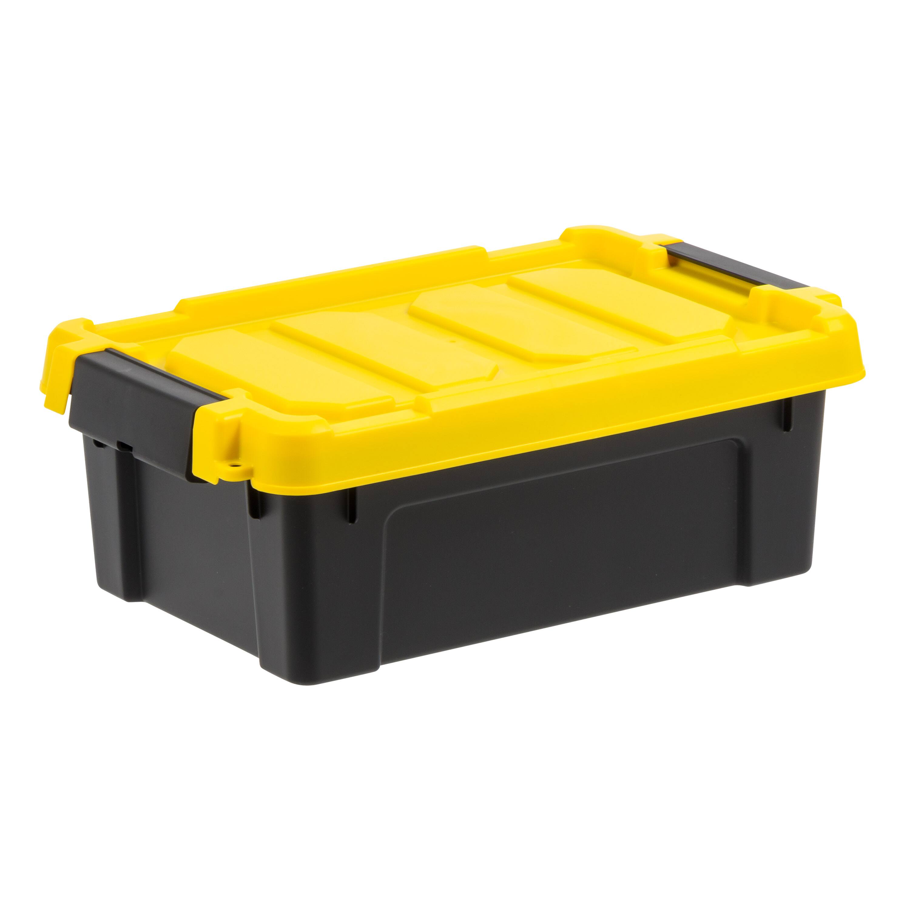 IRIS&#xAE; 13.3qt. Black Store-It-All Utility Totes with Yellow Buckle Lids, 5ct.