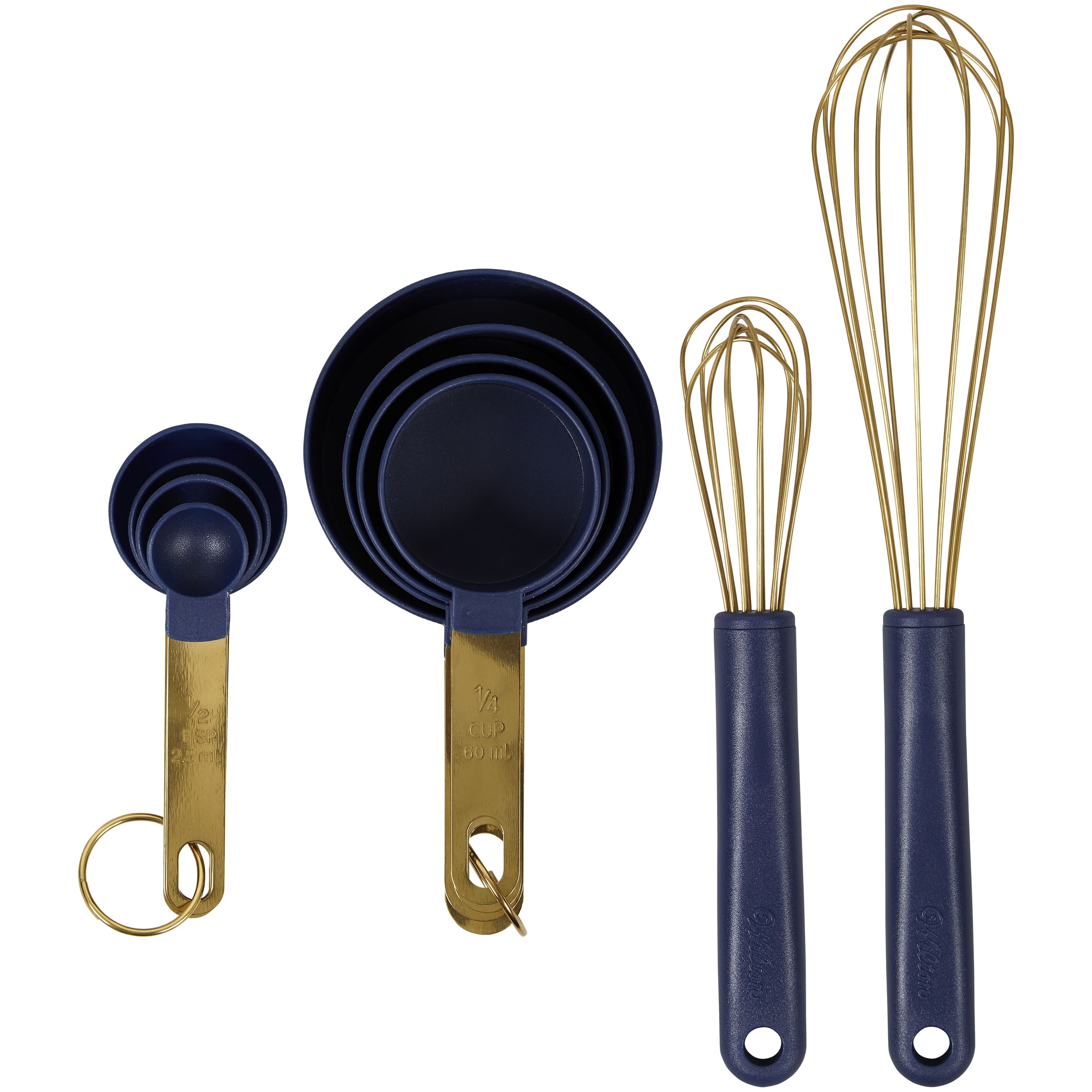 Wilton&#xAE; Navy Blue &#x26; Gold Mix And Measure Kitchen Utensils Set