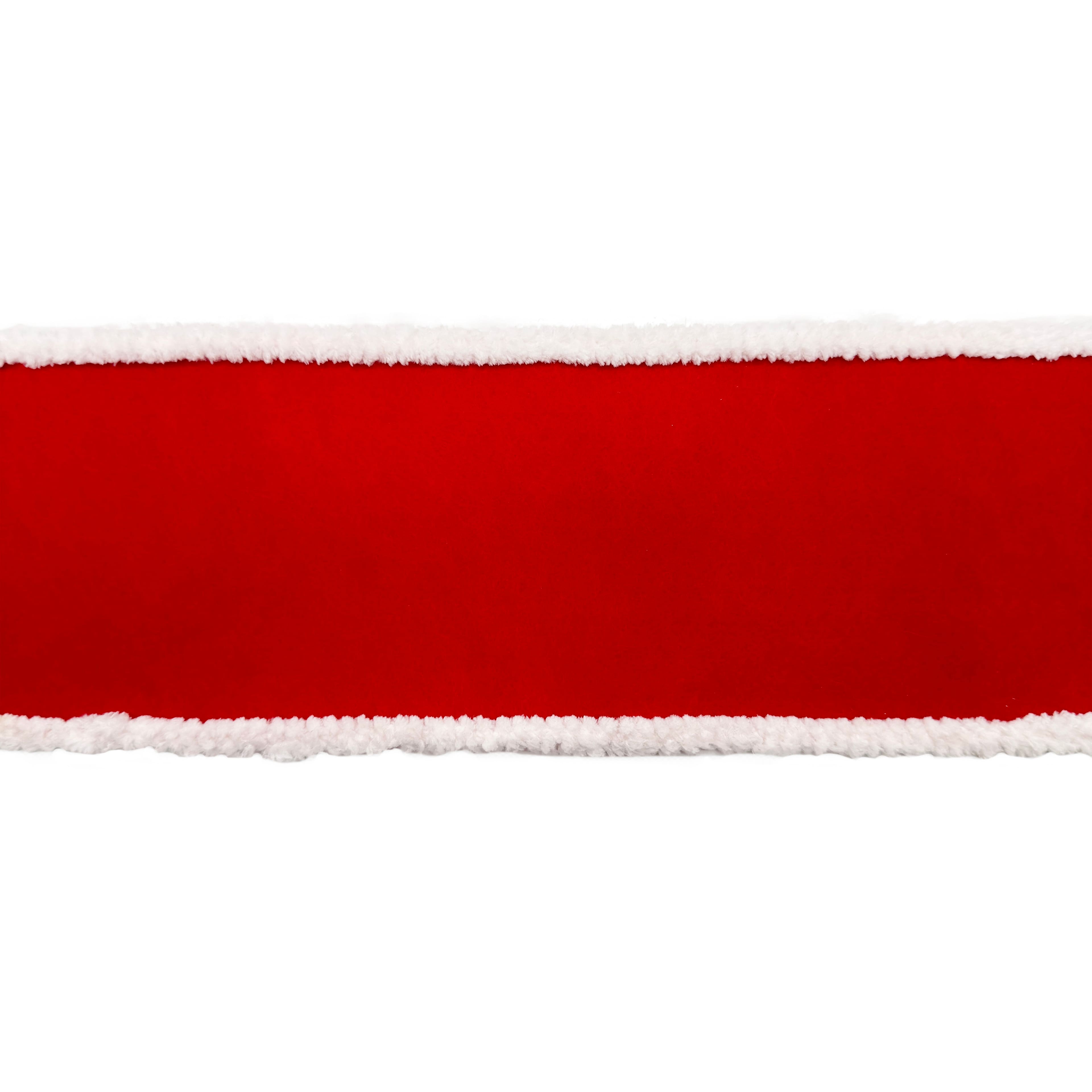 3.5&#x22; x 18ft. Red &#x26; White Santa Fur Wired Ribbon by Celebrate It&#xAE;