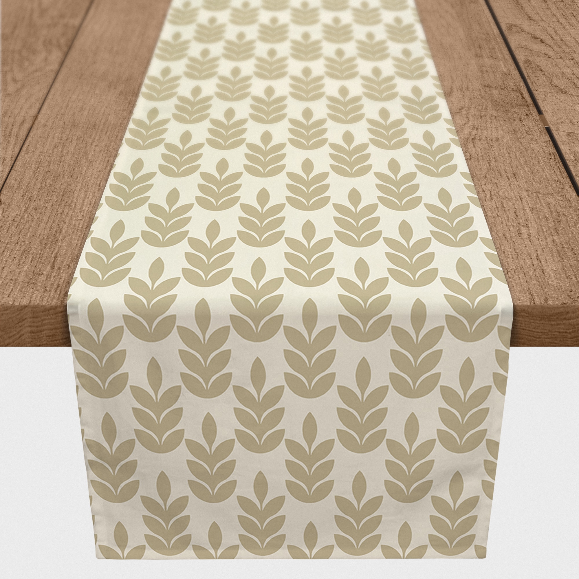 Gold Leaf Pattern 16" x 90" Cotton Twill Runner