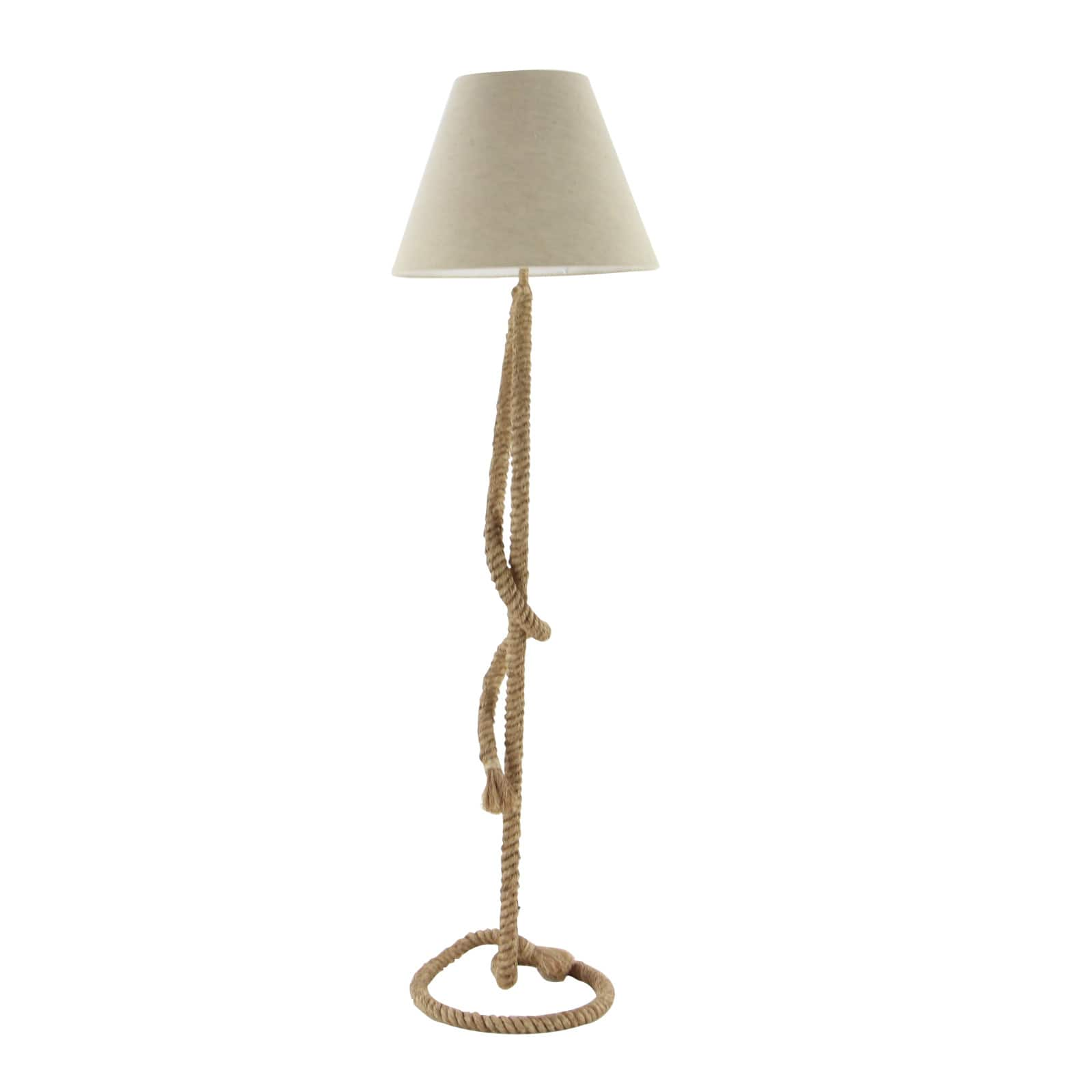 63&#x22; Brown Jute Rope &#x26; Iron Rustic Floor Lamp