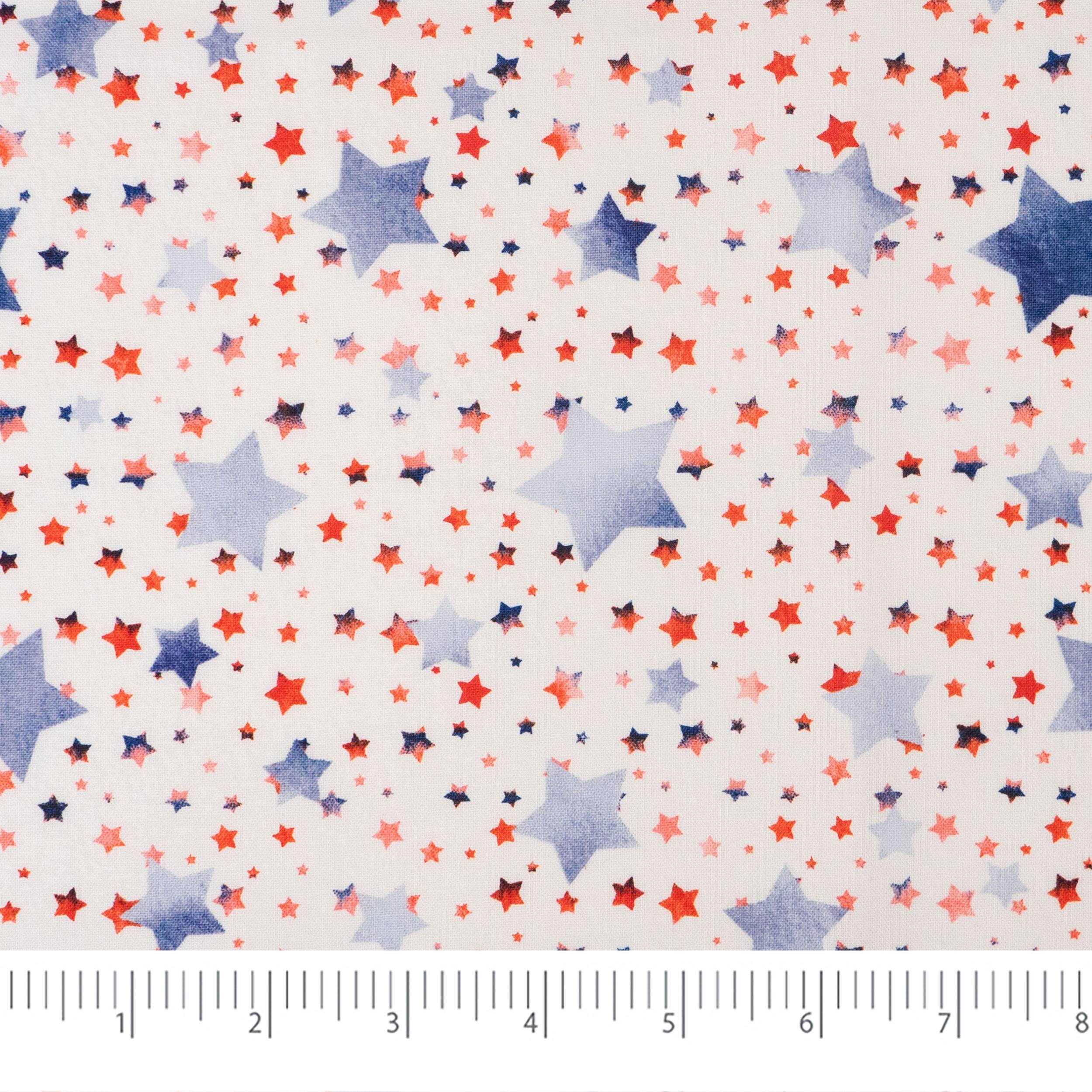 SINGER Red, White & Blue Layered Stars Cotton Fabric