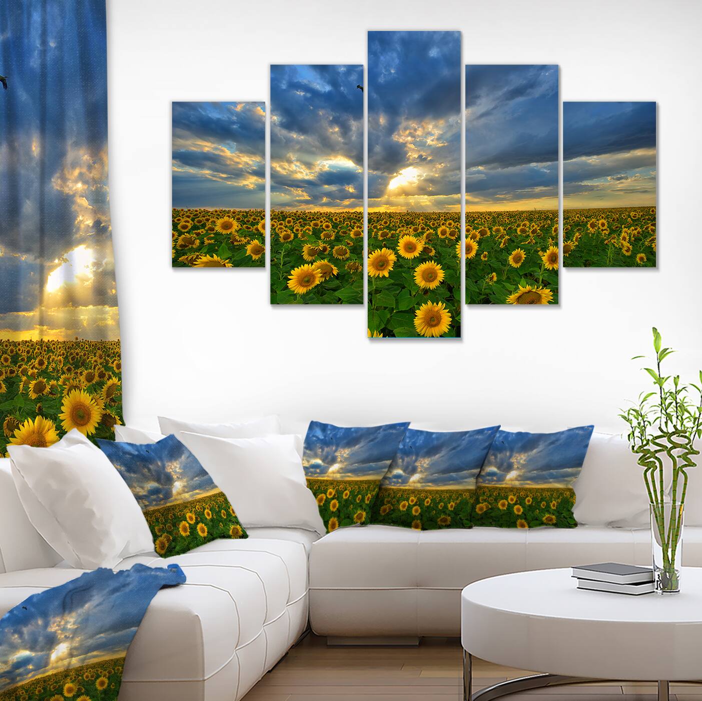 Designart - Beauty Sunset over Sunflowers