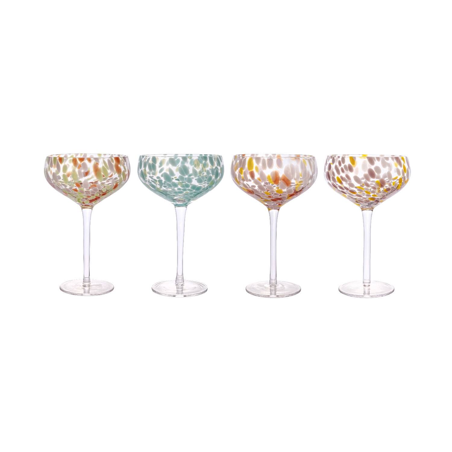 Hello Honey® 7" Speckle Round Stemmed Champagne Coupe Glass Set