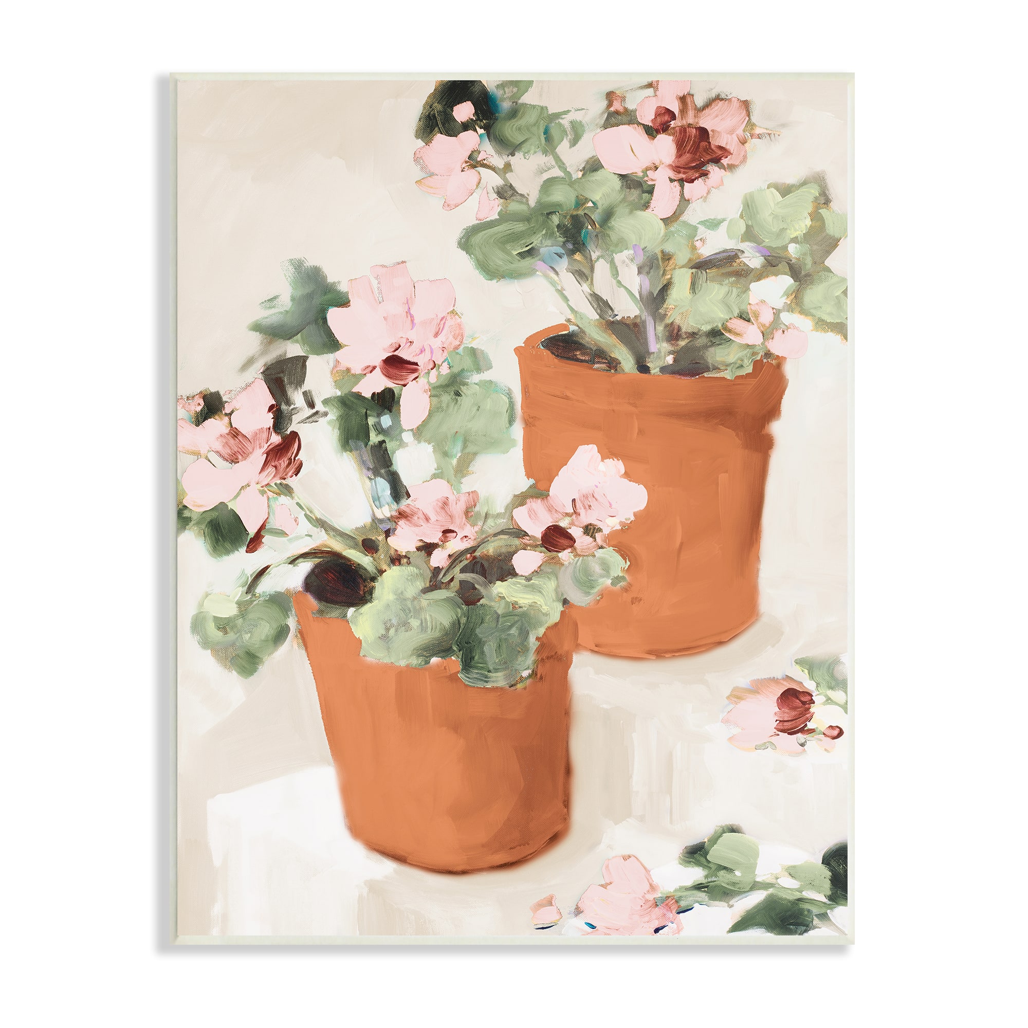 Stupell Industries Abstract Potted Flowers Soft Neutral Stair Still Life Wall Plaque