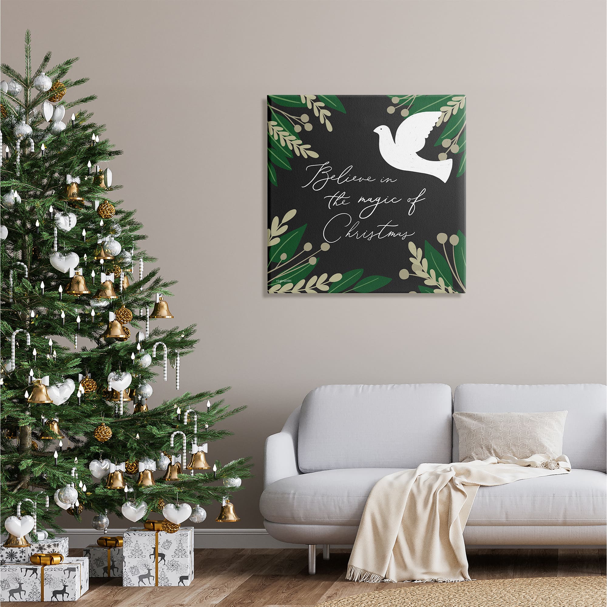 Stupell Industries Magic Of Christmas Botanical Dove Canvas Wall Art