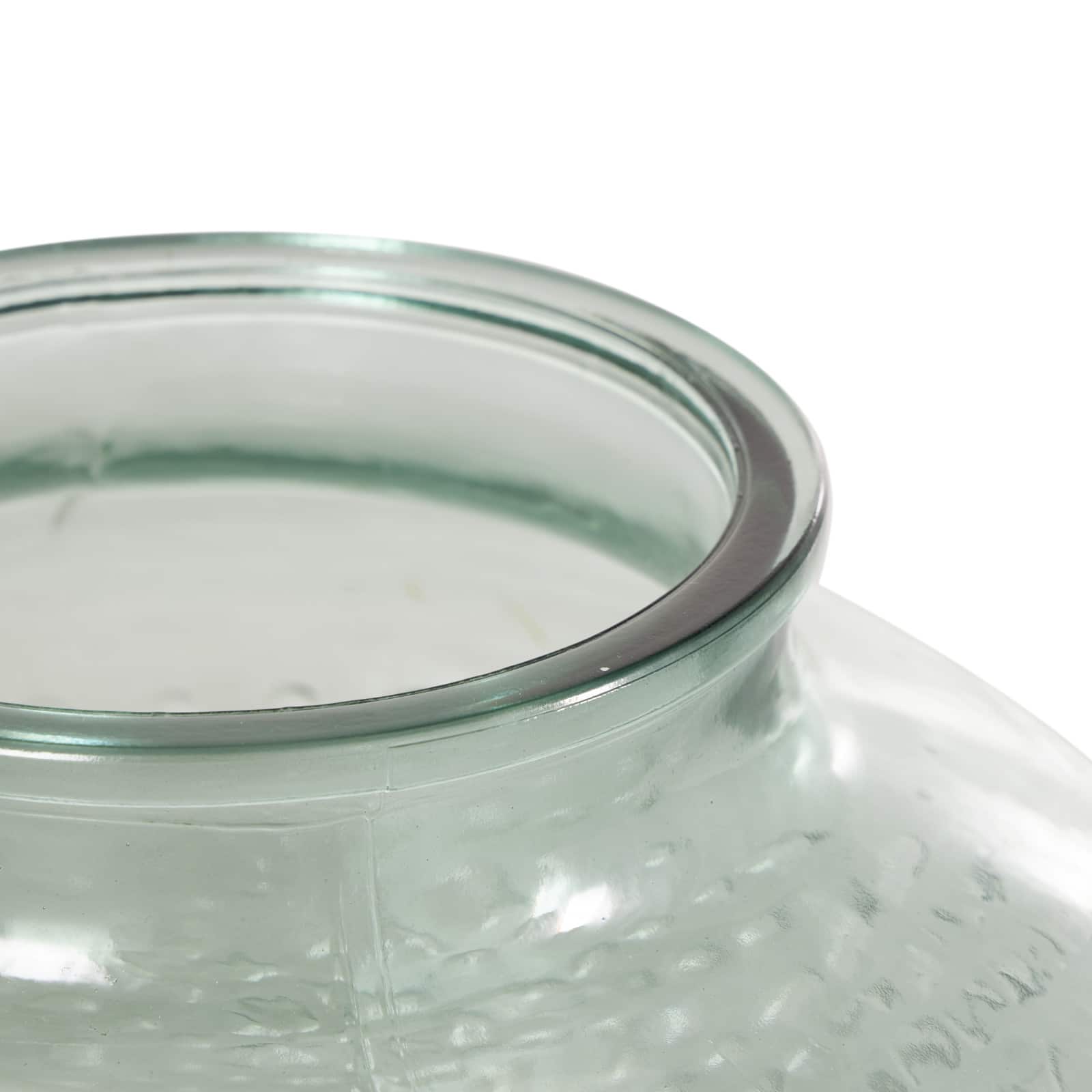 12.25" Green Glass Wide Spotted Decorative Vase