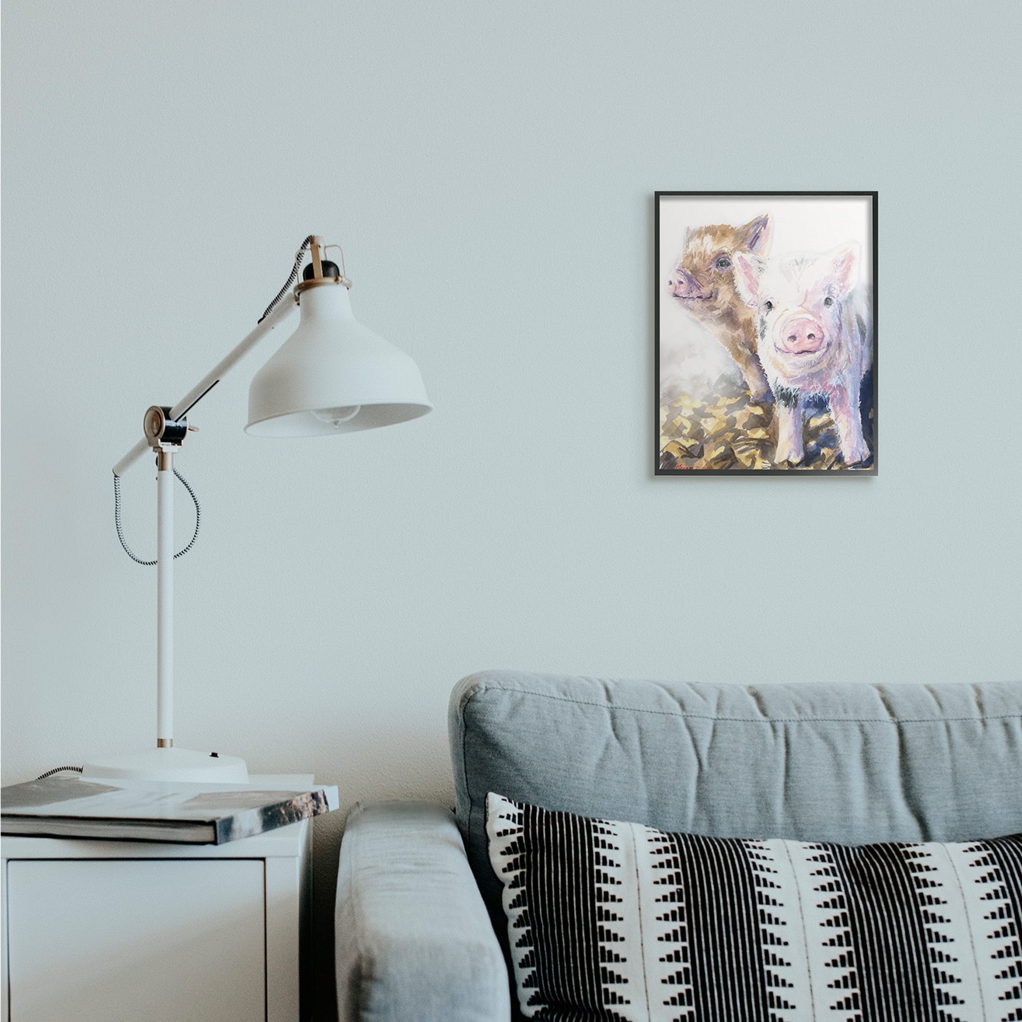 Stupell Industries Baby Piglets Smiling Adorable Farm Animals Framed Wall Art