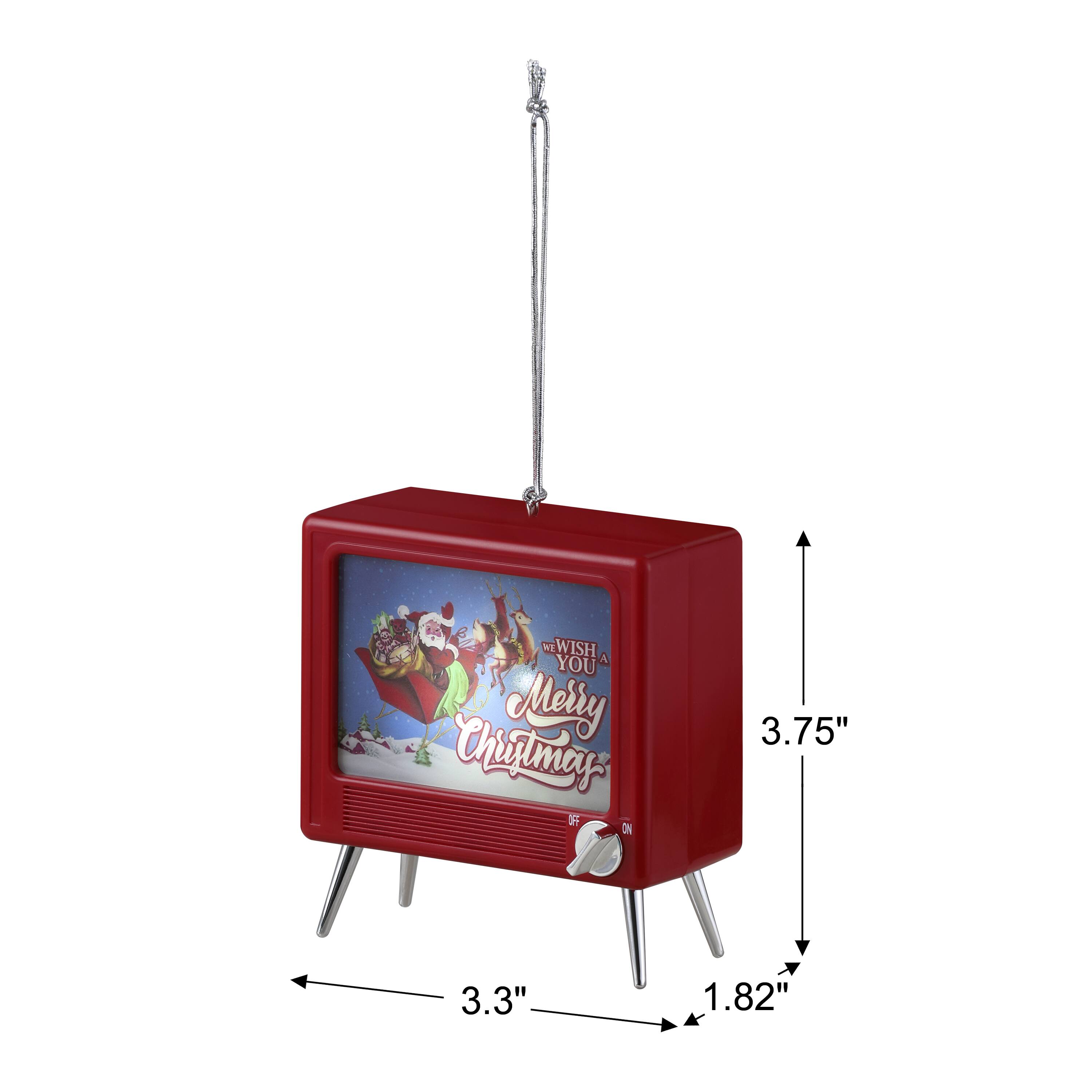 Red Plastic Musical LED TV Ornament