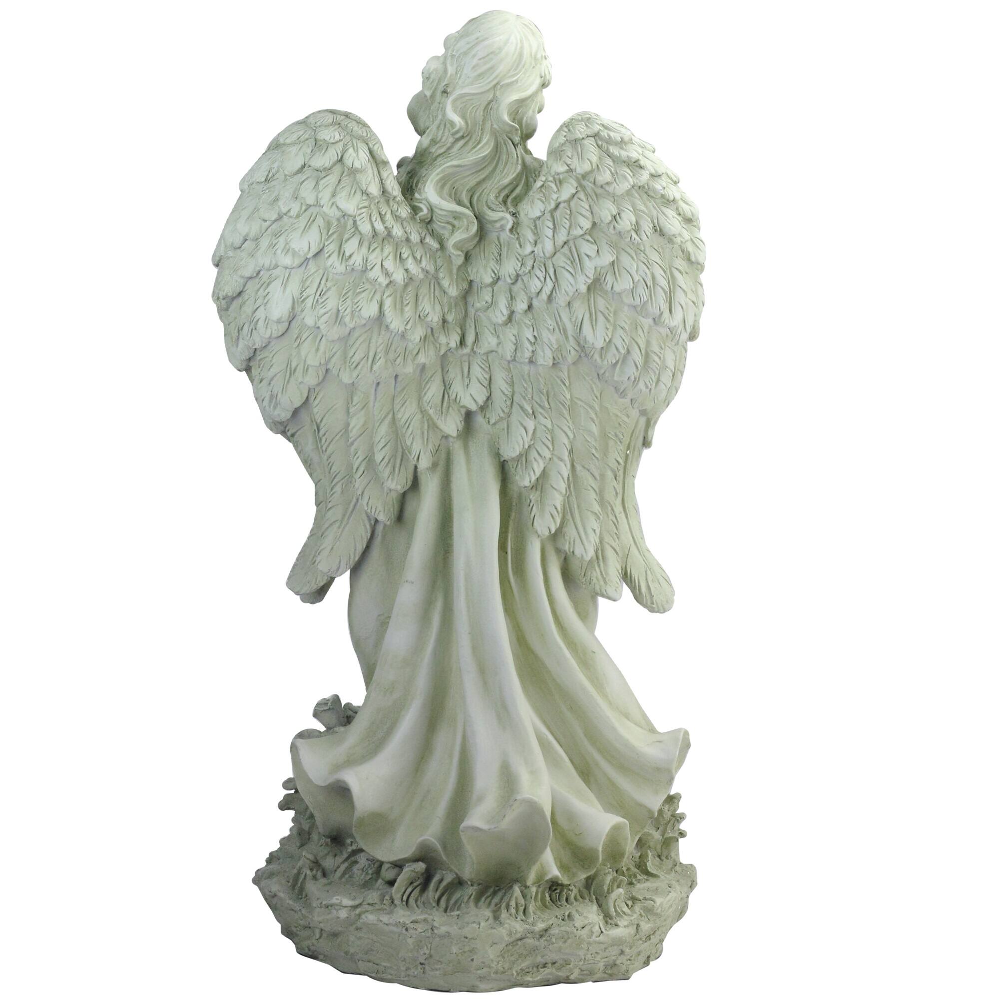 24.5&#x22; Light Olive Green Praying Angel Garden Statue