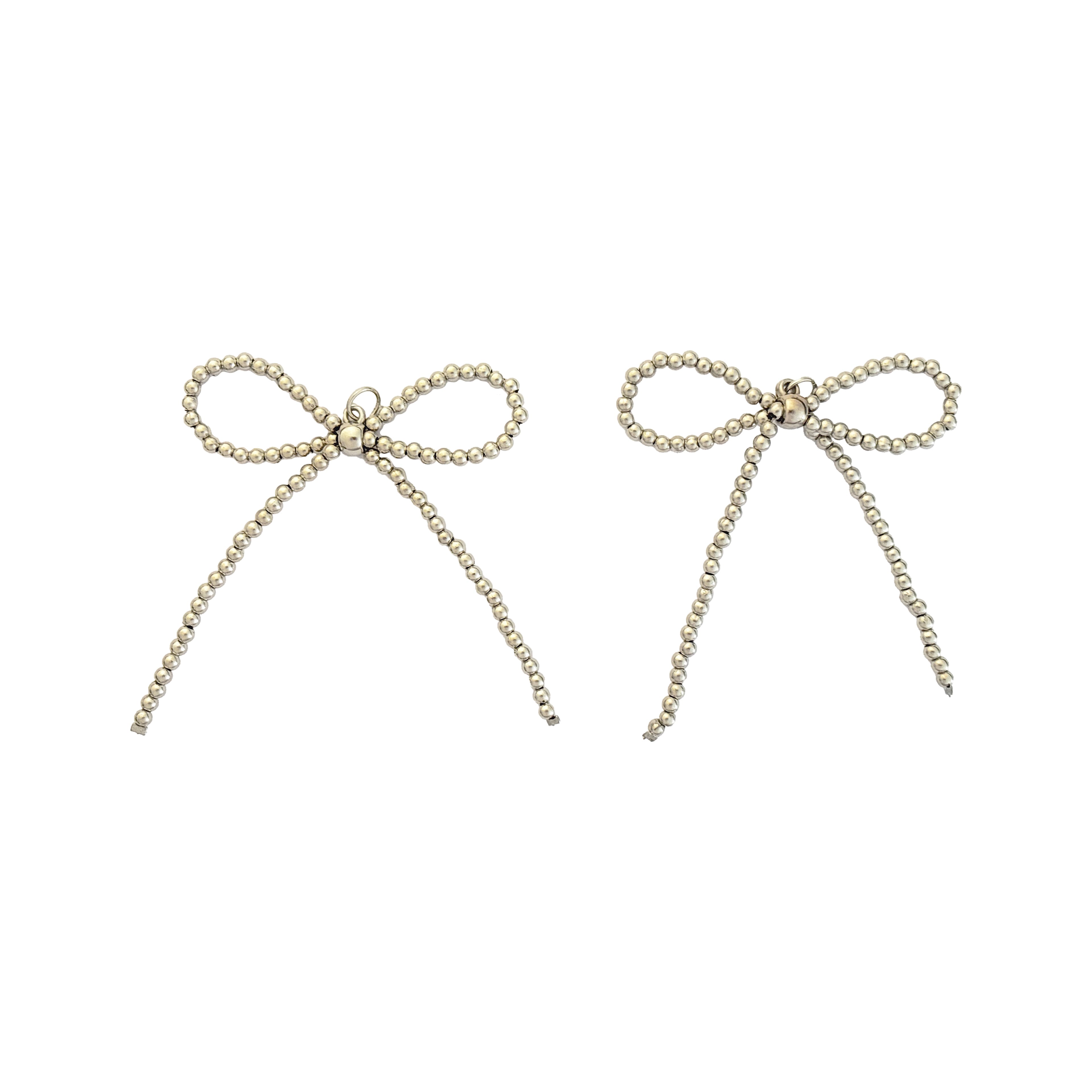 Blue Moon Studio&#x2122; Silver-Colored Beaded Bow Charms, 2ct.