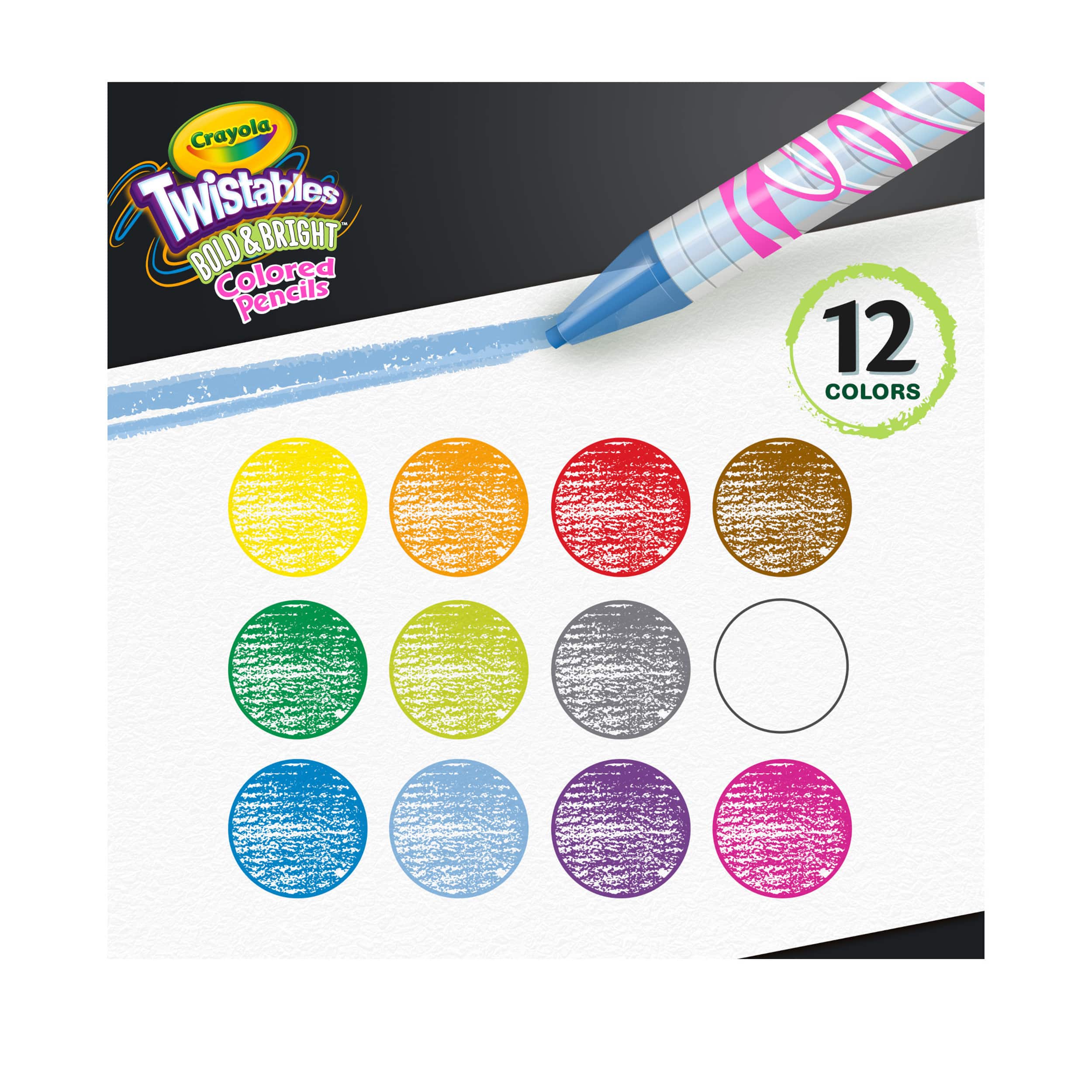 Crayons de couleur Bold & Bright Twistables de Crayola, 12 unités