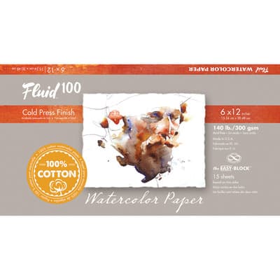 Fluid 100 Watercolor Paper Block - 140 lb. Cold Press 9 x 12