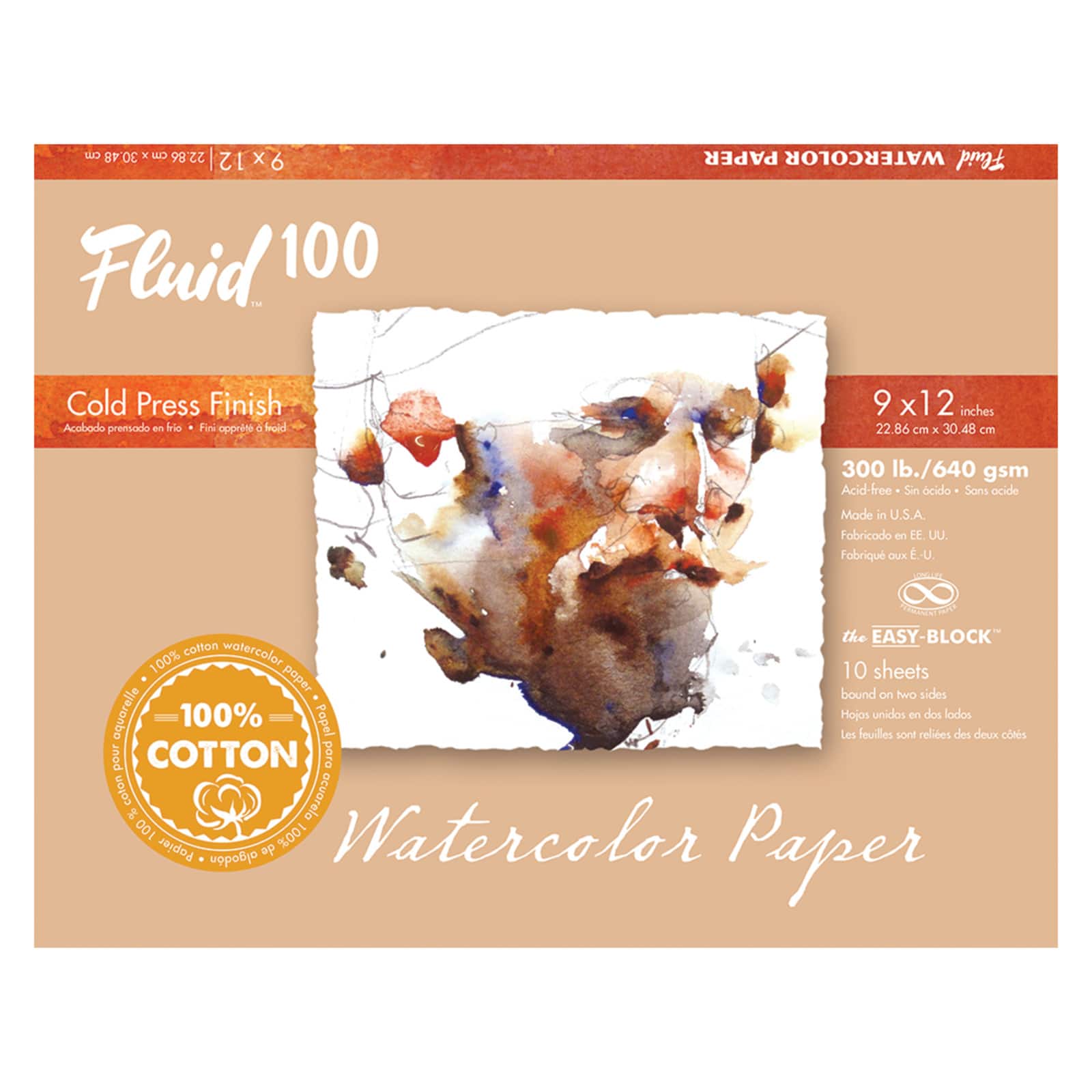 Global Art Fluid 100&#x2122; Cold Press Watercolor Paper Block