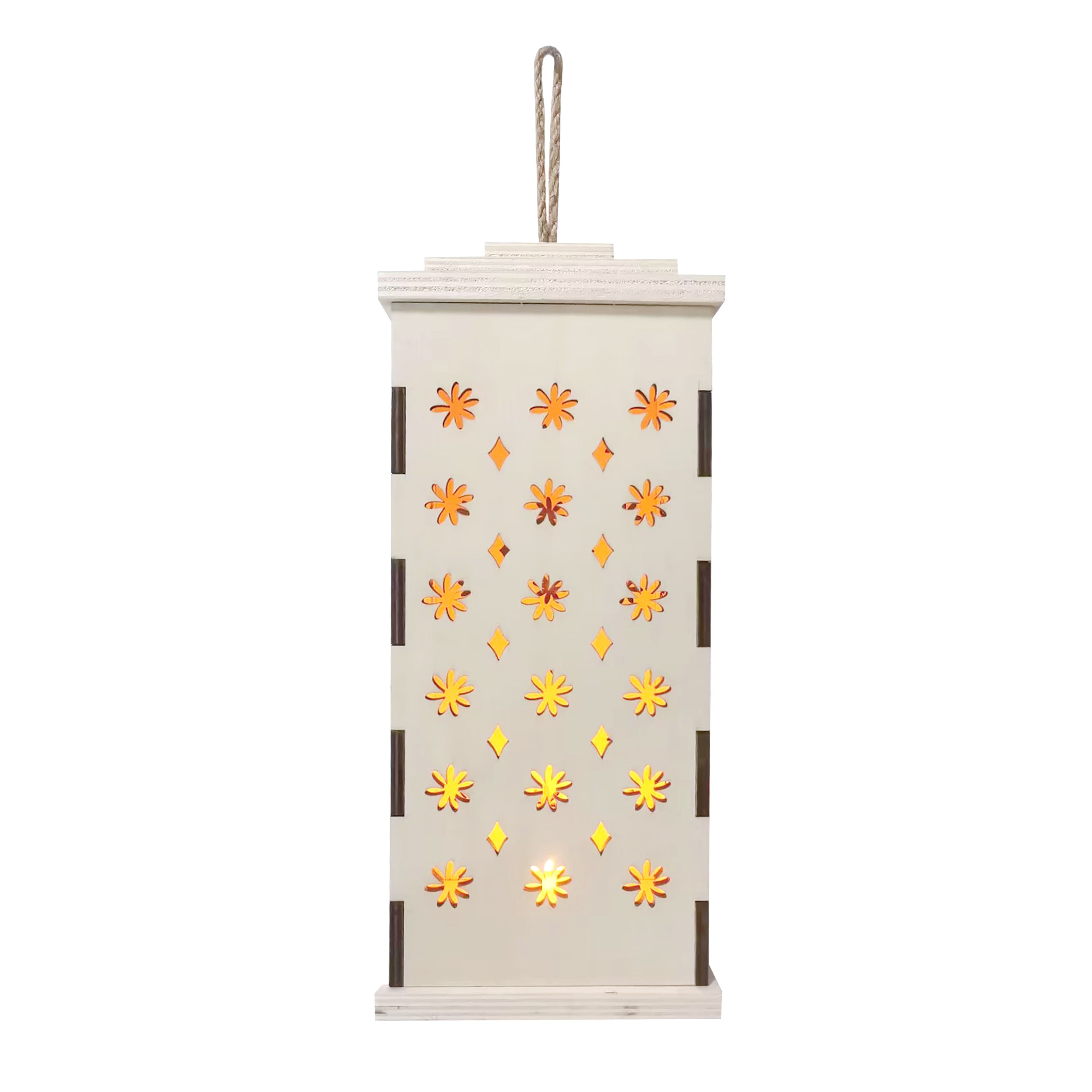 10&#x22; Mini Flowers LED Plywood Lantern by Make Market&#xAE;