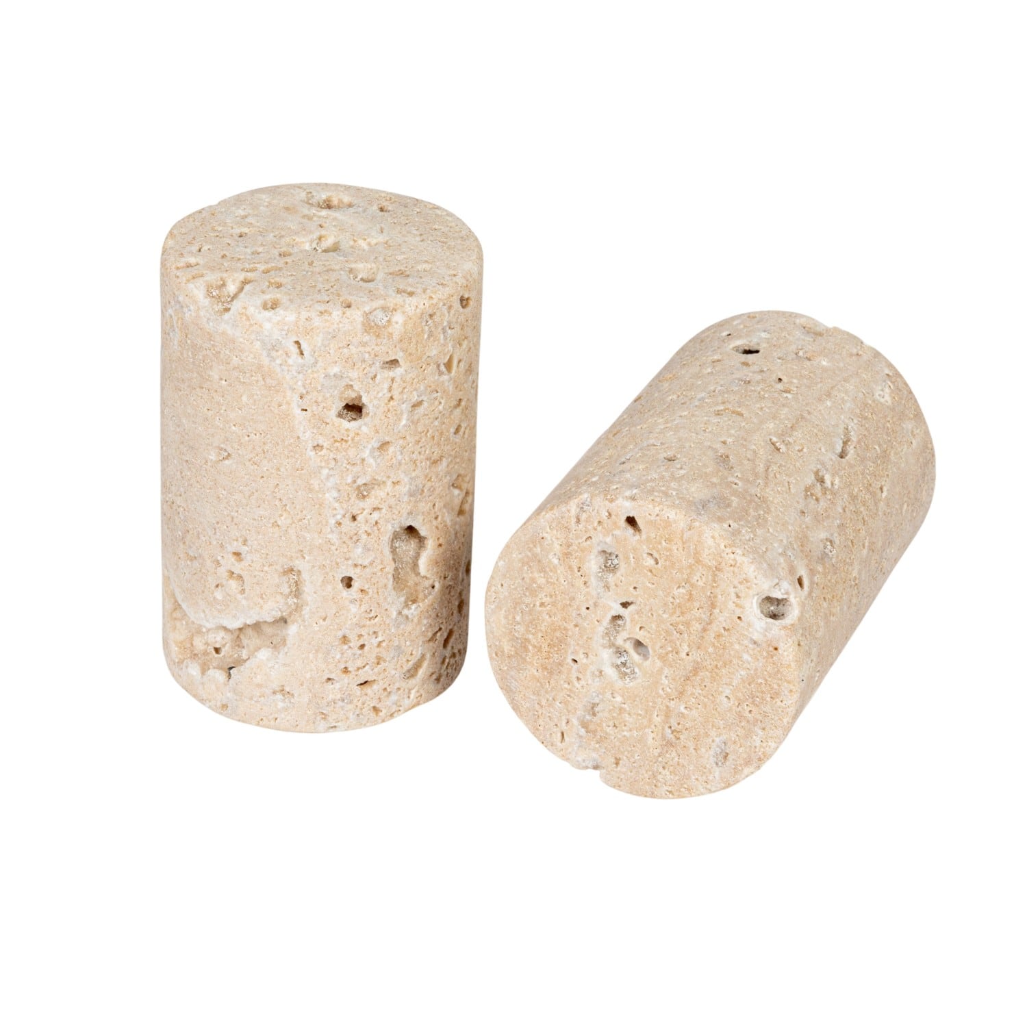 Hello Honey&#xAE; Natural Round Travertine Salt &#x26; Pepper Shaker Set