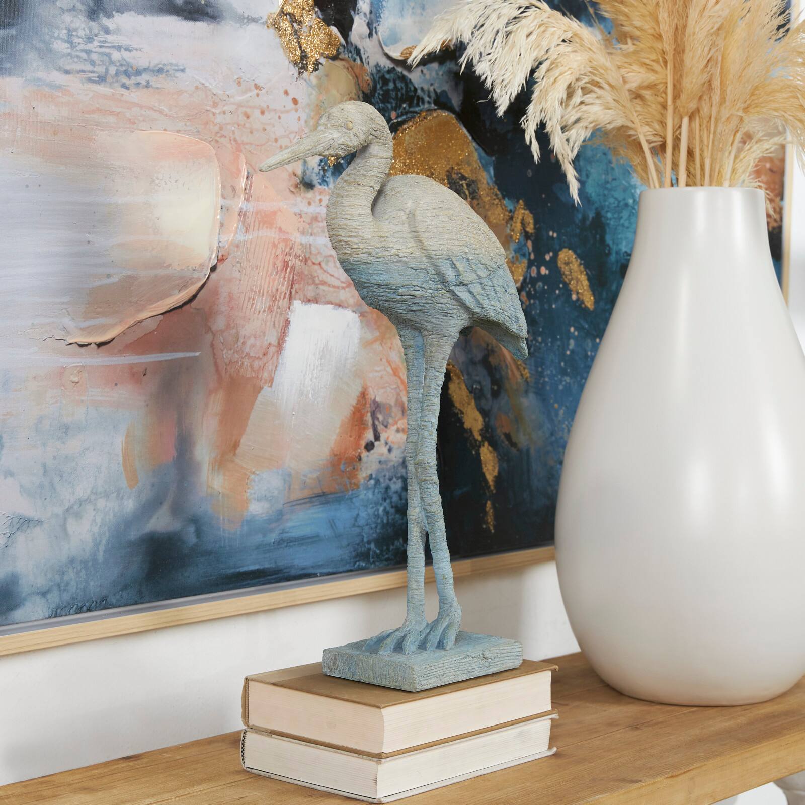 19" Light Blue Ombre Textured Flamingo Sculpture