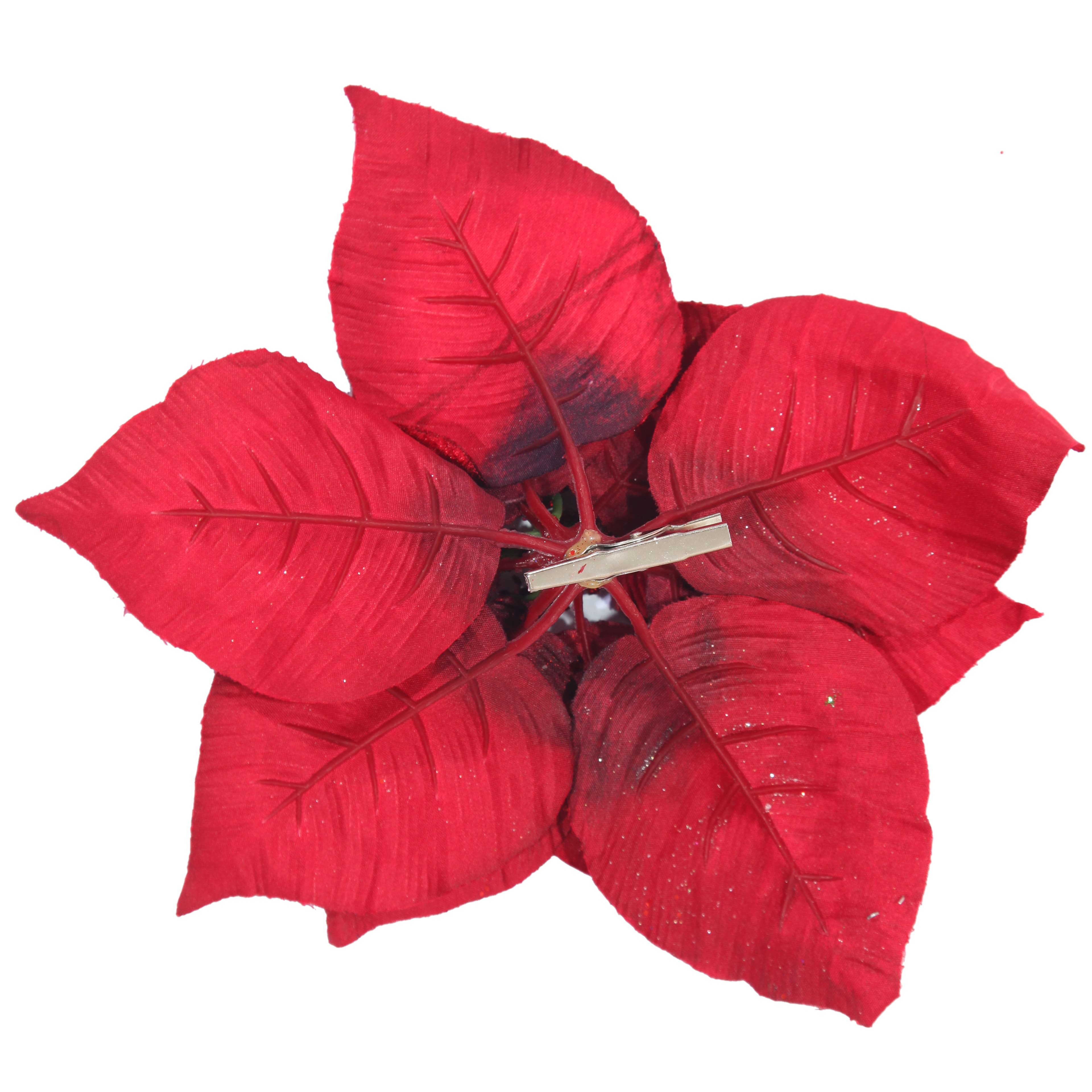 9.5&#x22; Red Glitter Poinsettia Clip by Ashland&#xAE;