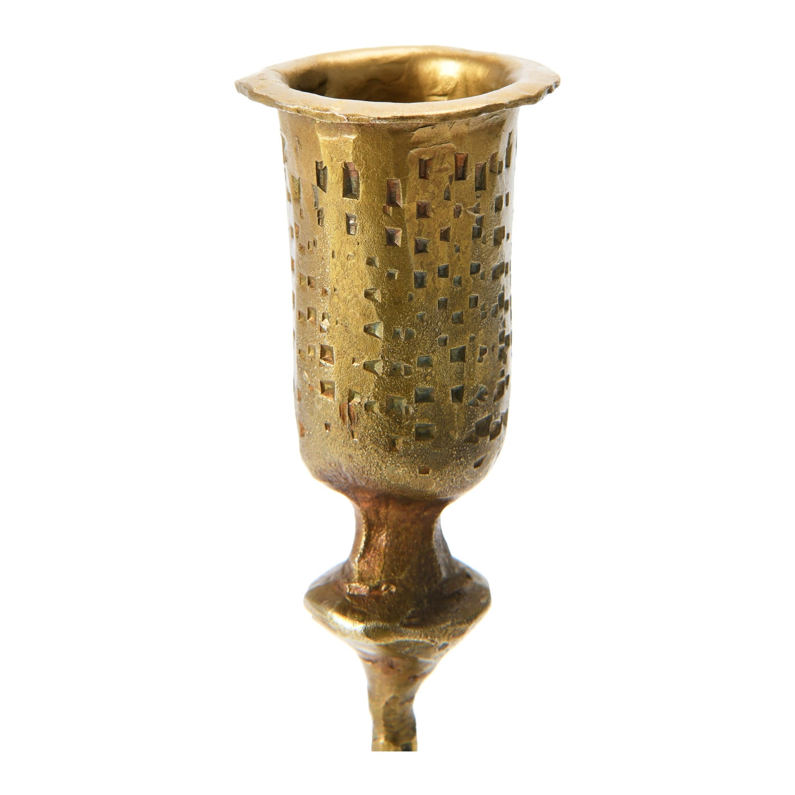 9&#x22; Antique Brass Hand-Forged Hammered Metal Taper Candle Holder
