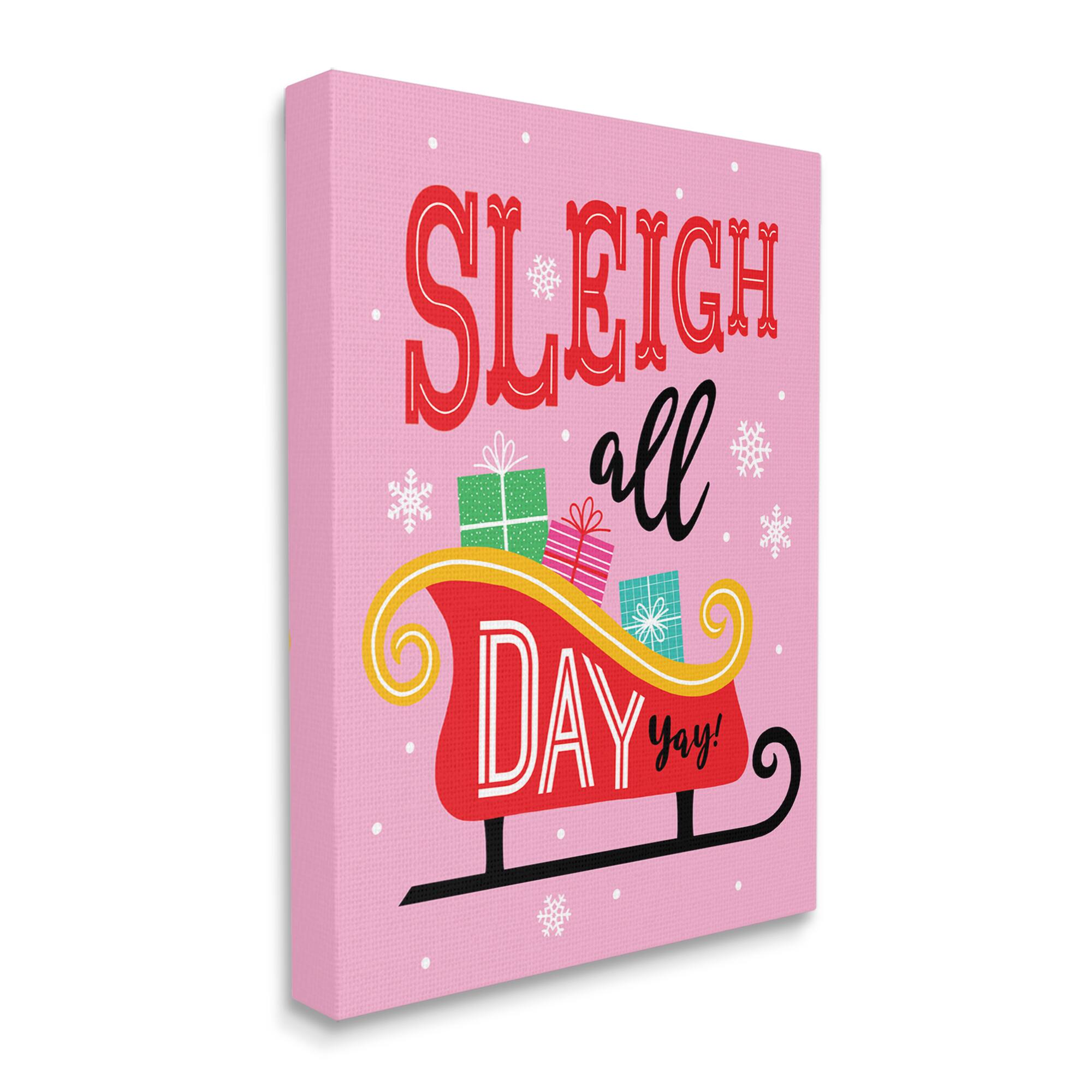 Stupell Industries Sleigh All Day Bold Gift Sled Canvas Wall Art