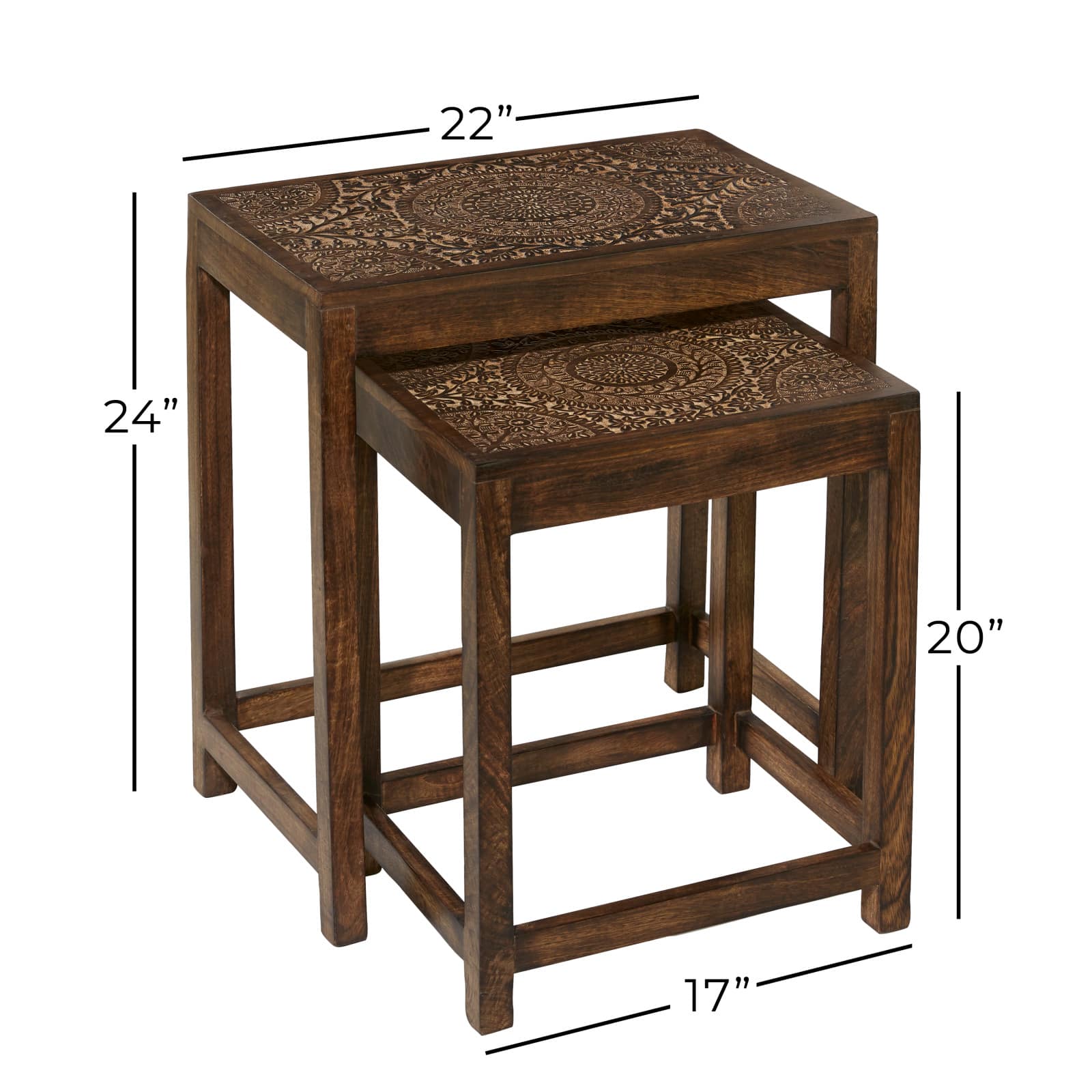 24" Brown Mango Wood Eclectic Accent Table
