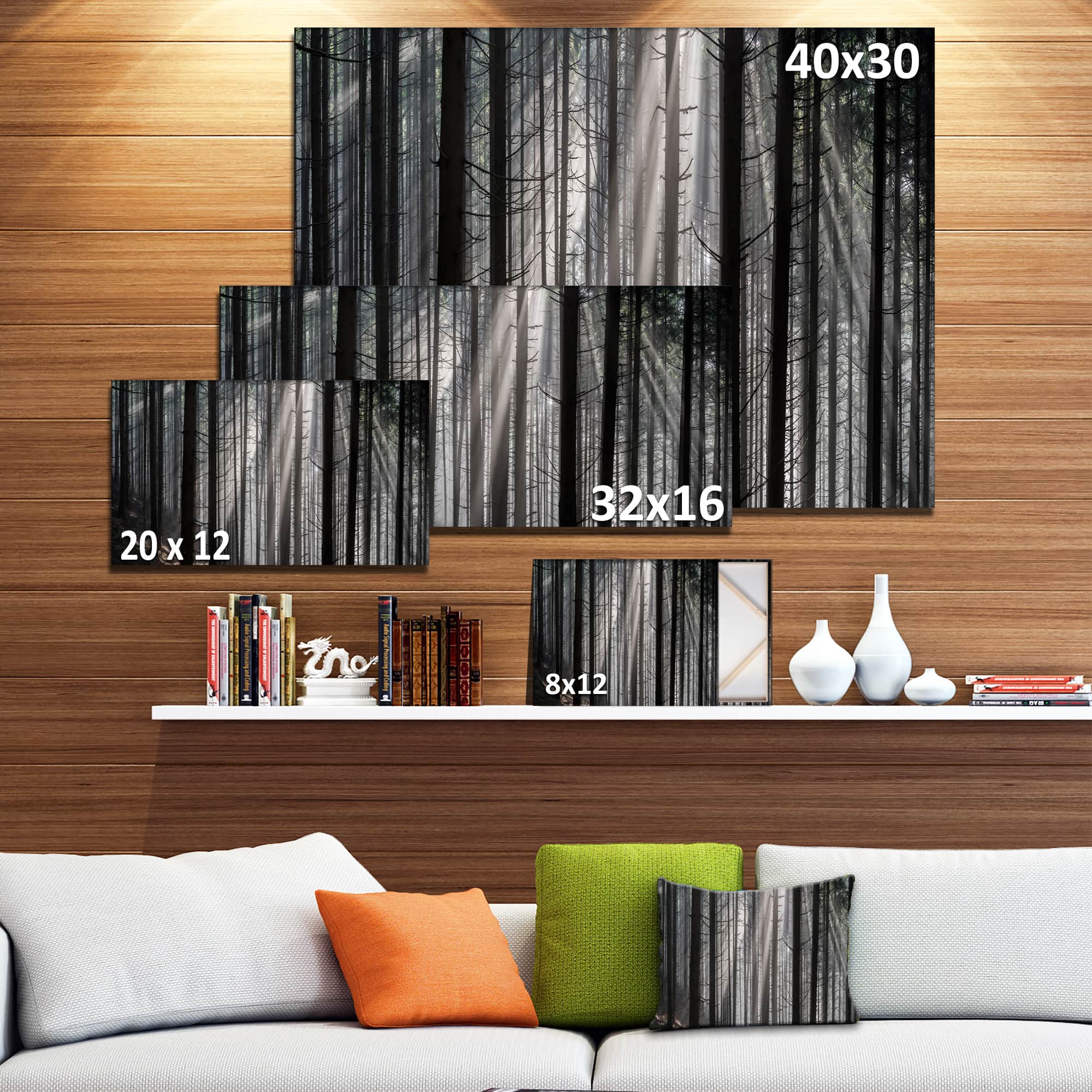 Designart - Sunbeams Peeking Through Dark Forest - Forest Canvas Art Print