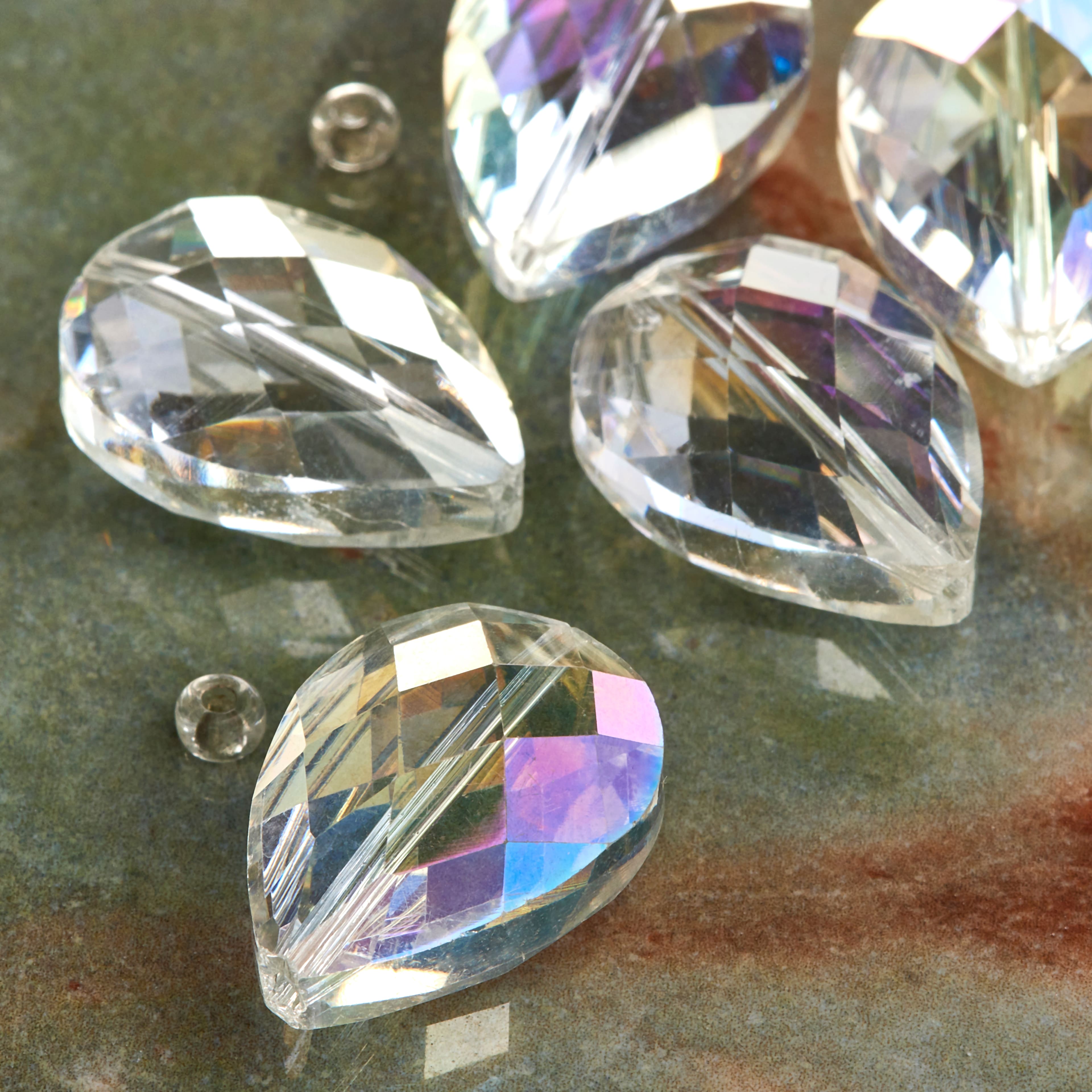12 Pack: Crystal Glass Teardrop Beads, 25mm by Bead Landing&#x2122;
