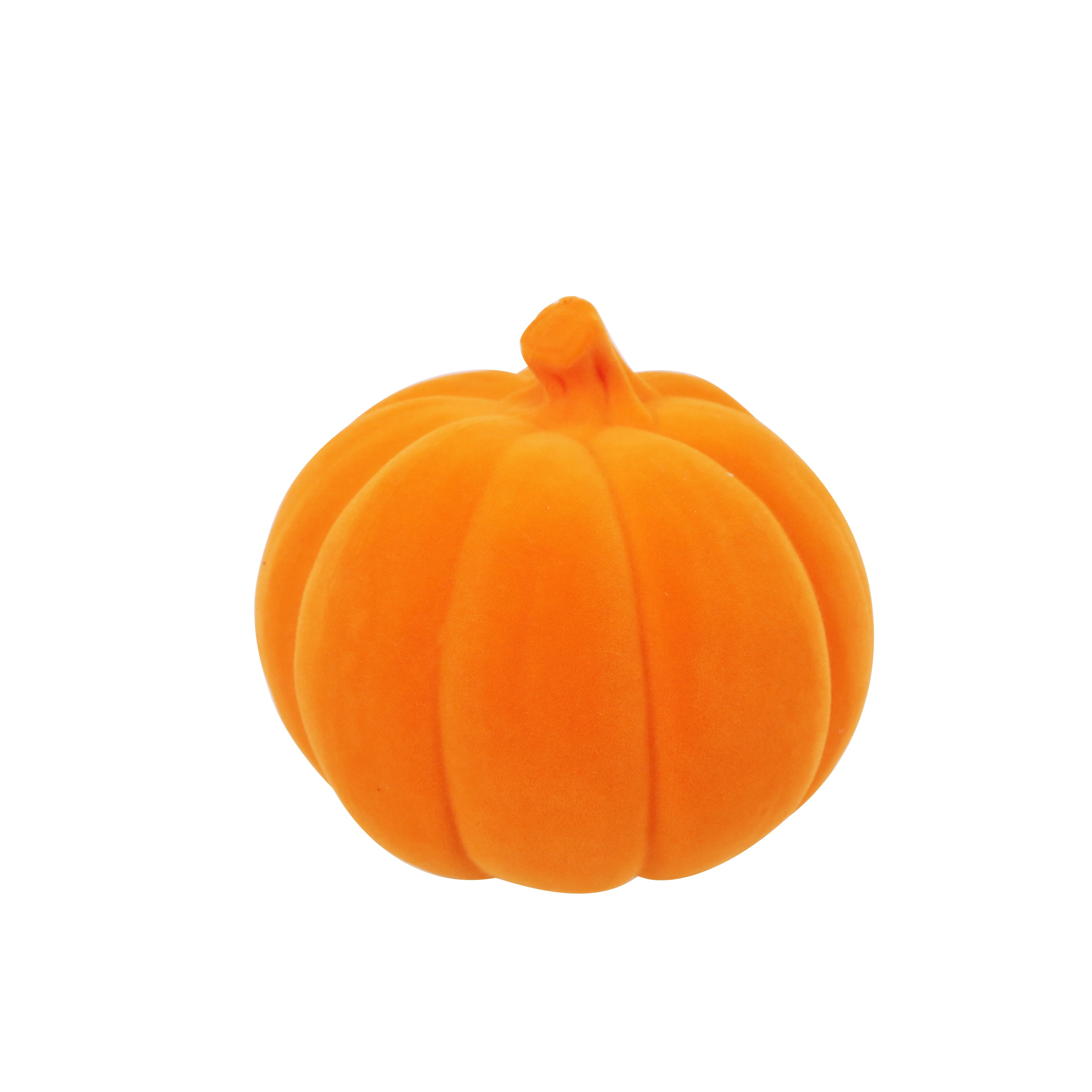 4.25&#x22; Orange Flocked Pumpkin Tabletop D&#xE9;cor by Ashland&#xAE;