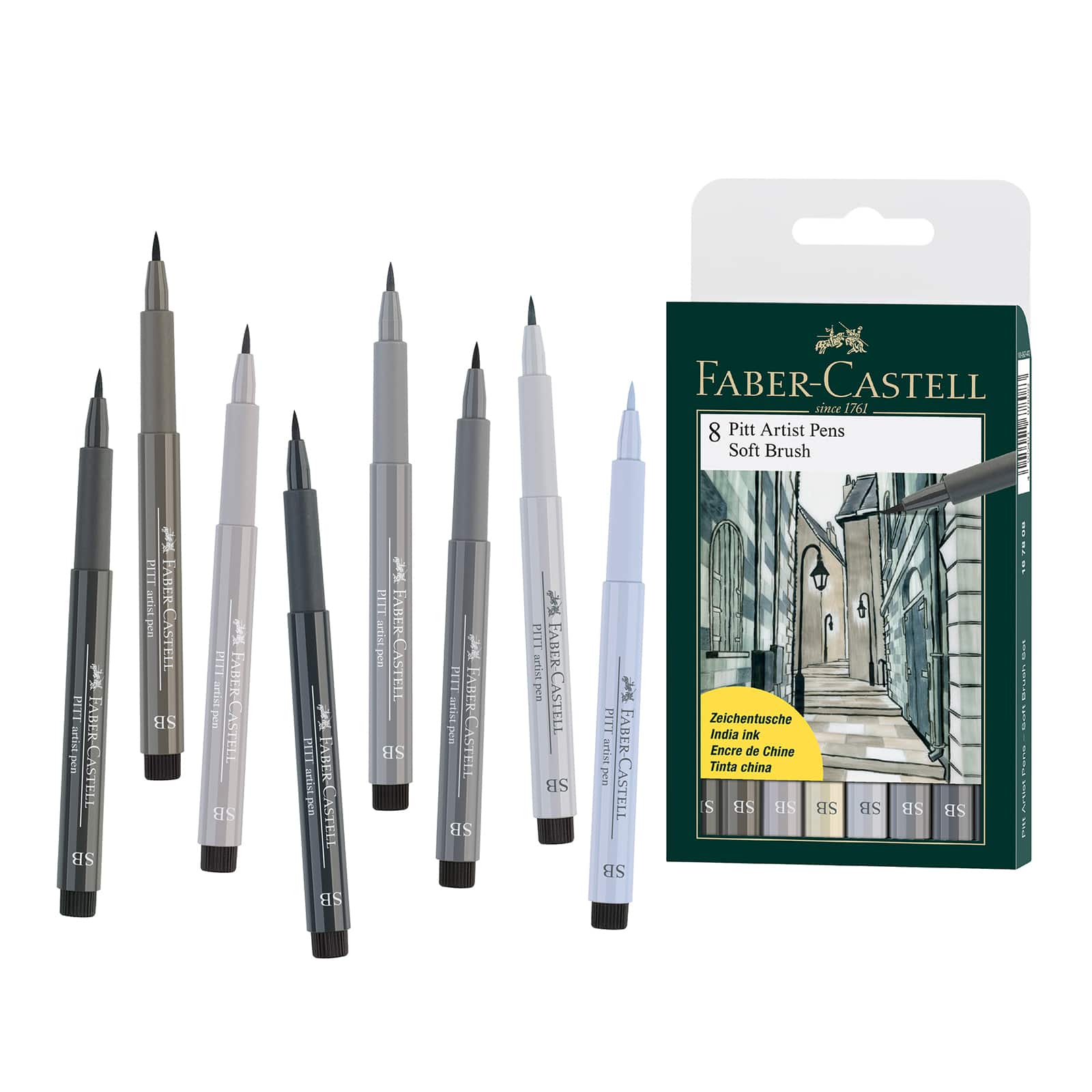 Faber-Castell PITT Artist Brush Lettering Pen Set of 8 Classic Colors