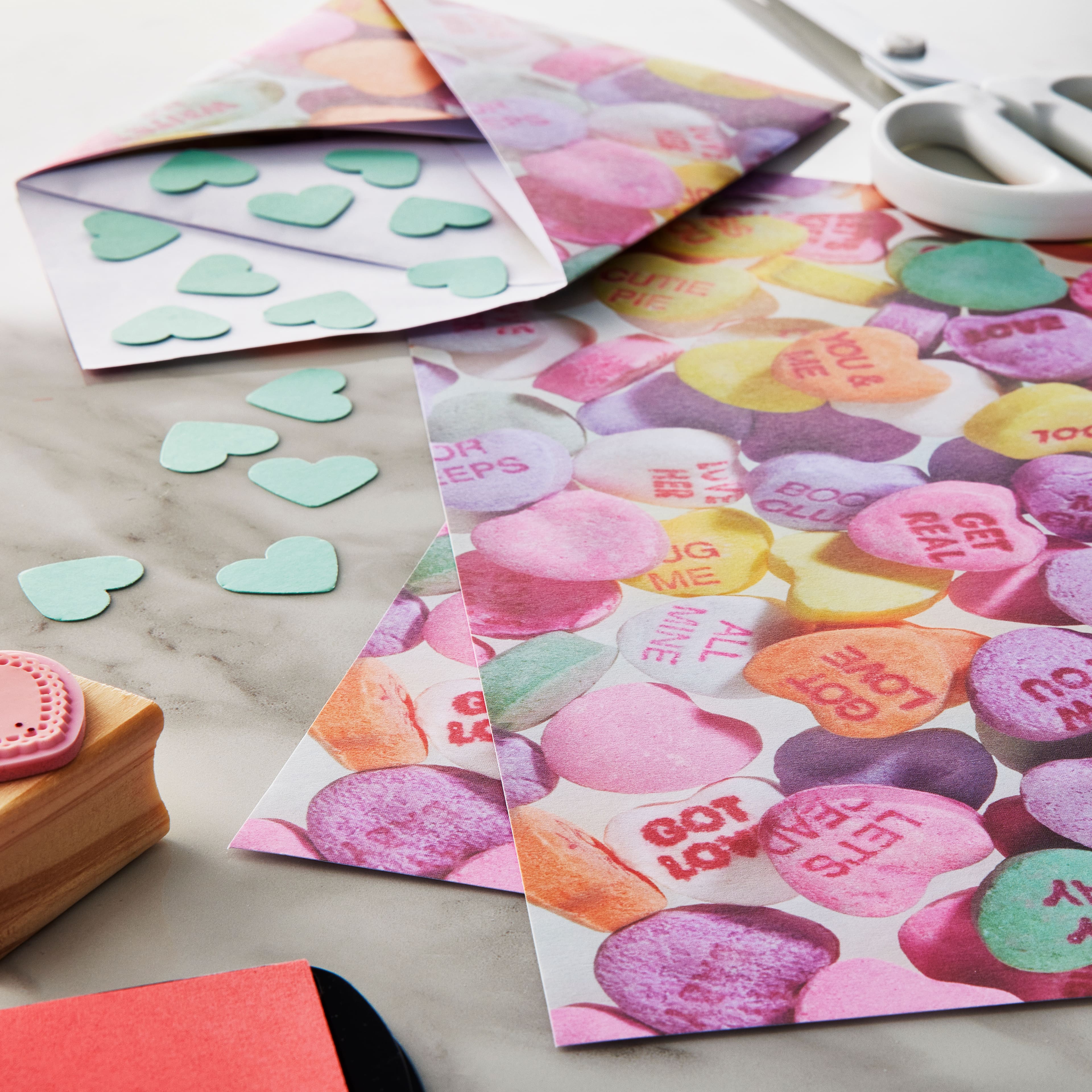 Valentine&#x27;s Day Heart Candy Cardstock Paper by Recollections&#x2122;, 12&#x22; x 12&#x22;