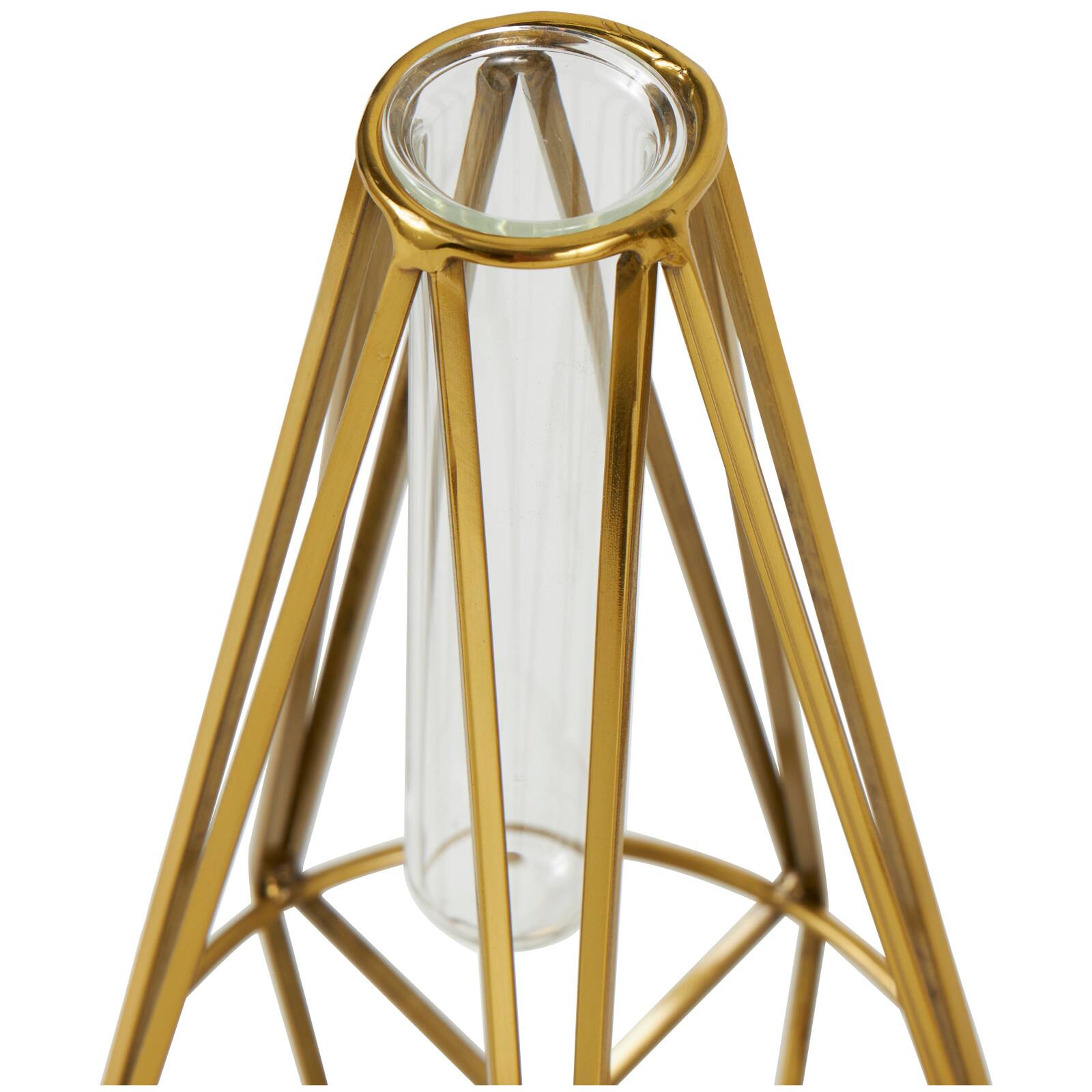 Gold Stainless Steel Geometric Test Tube Vase Set