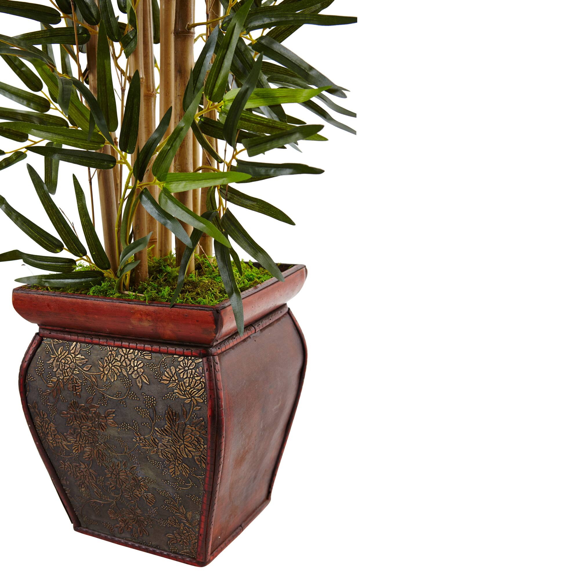 3.5ft. Bamboo Tree In Wooden Decorative Planter