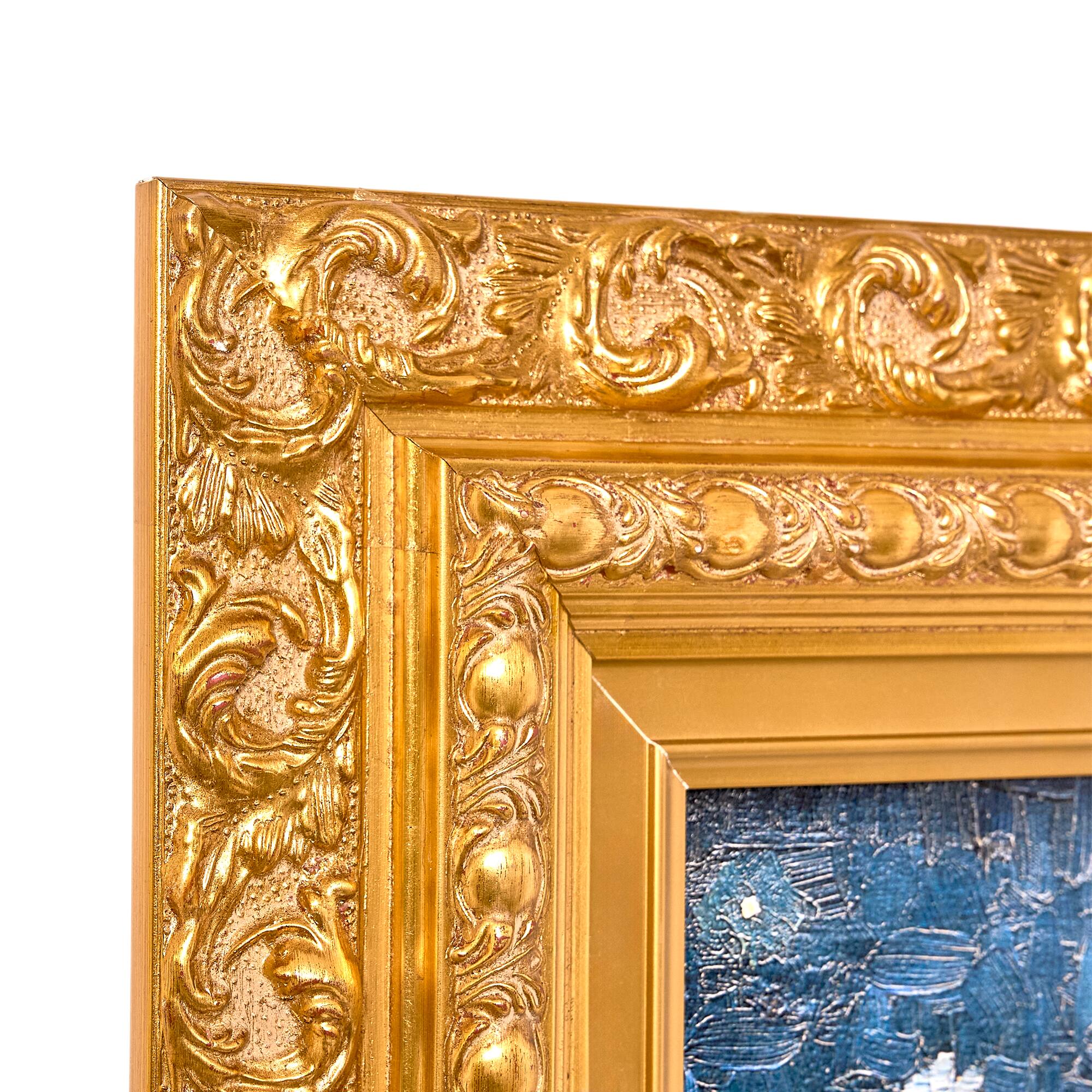 American Art Decor Ornate Framed Starry Night Over the Rhone Canvas Print by Vincent van Gogh - 31.75" x 27.62"