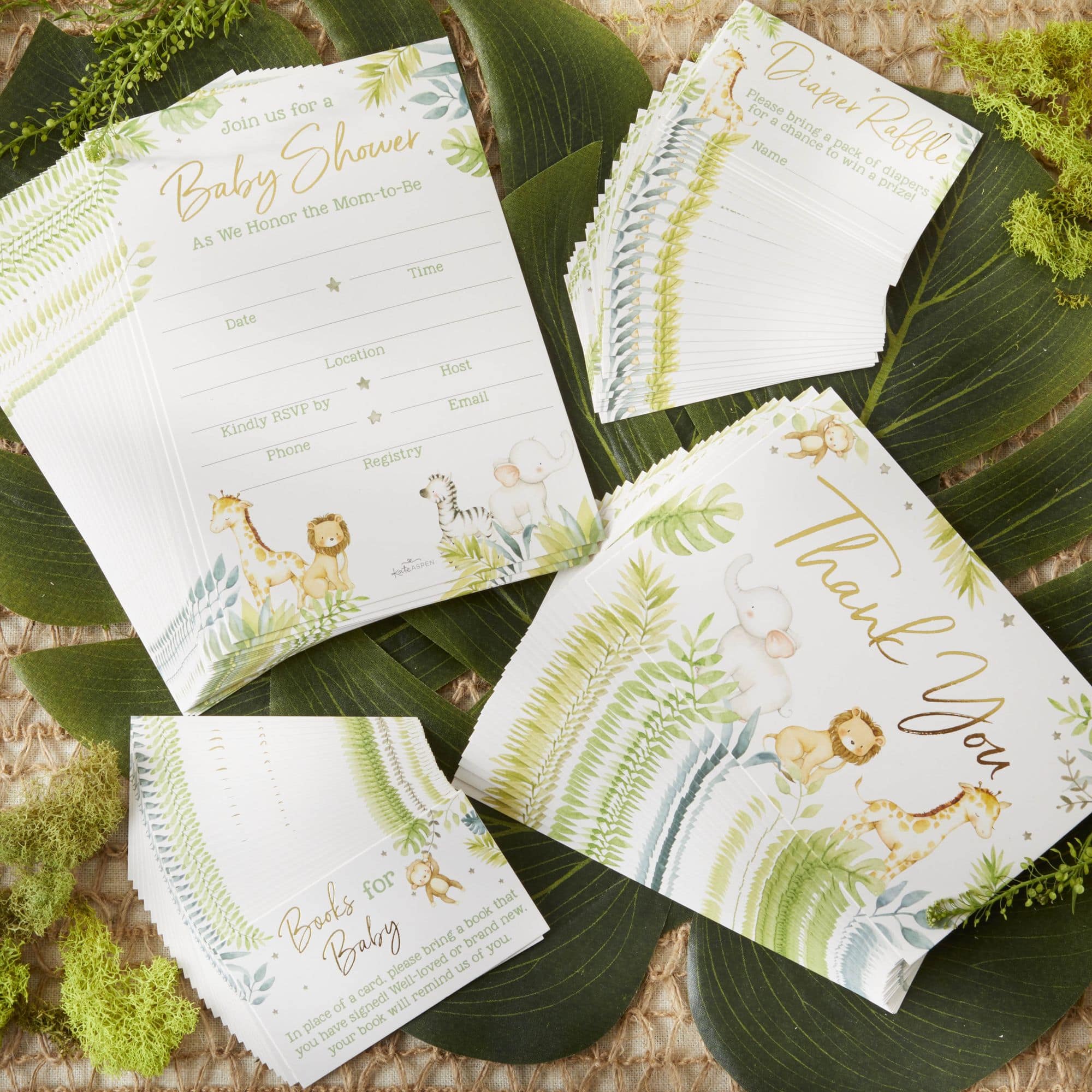 Kate Aspen Safari Baby Shower Invitation &#x26; Thank You Card Bundle Set